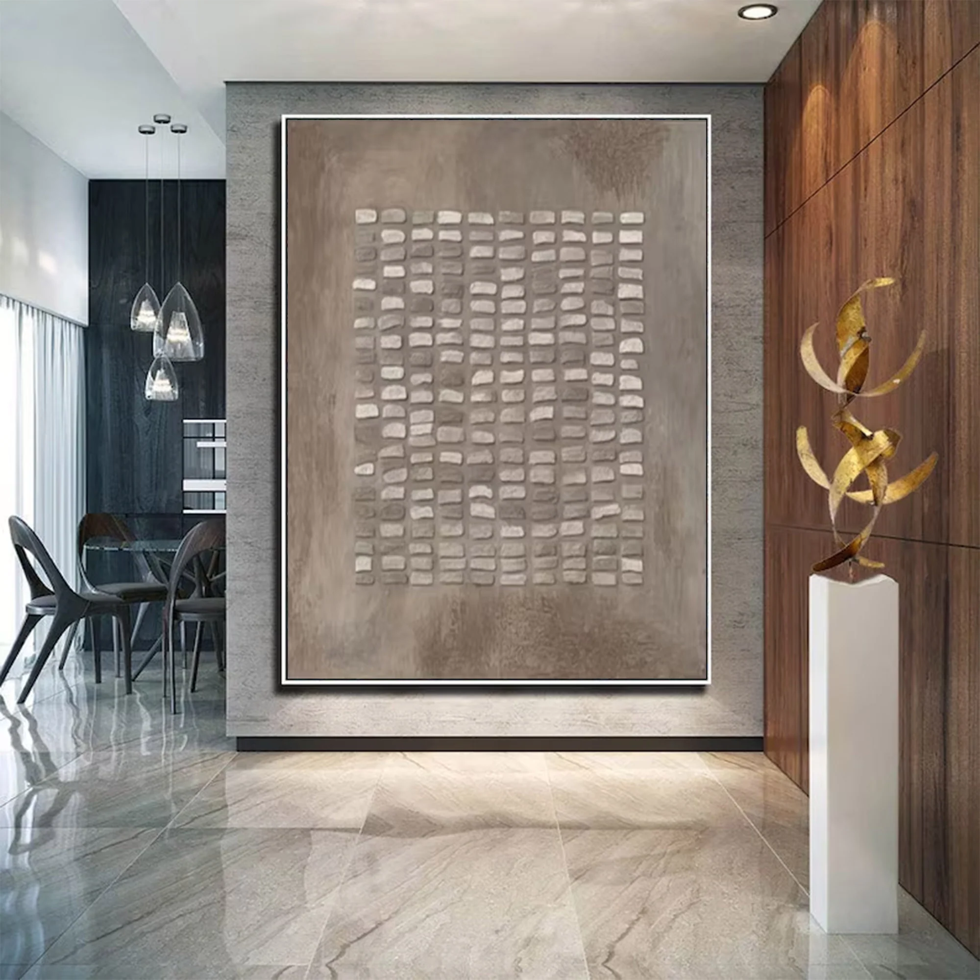 Large Abstract Textured Grid Art | MuroArt #WG 124