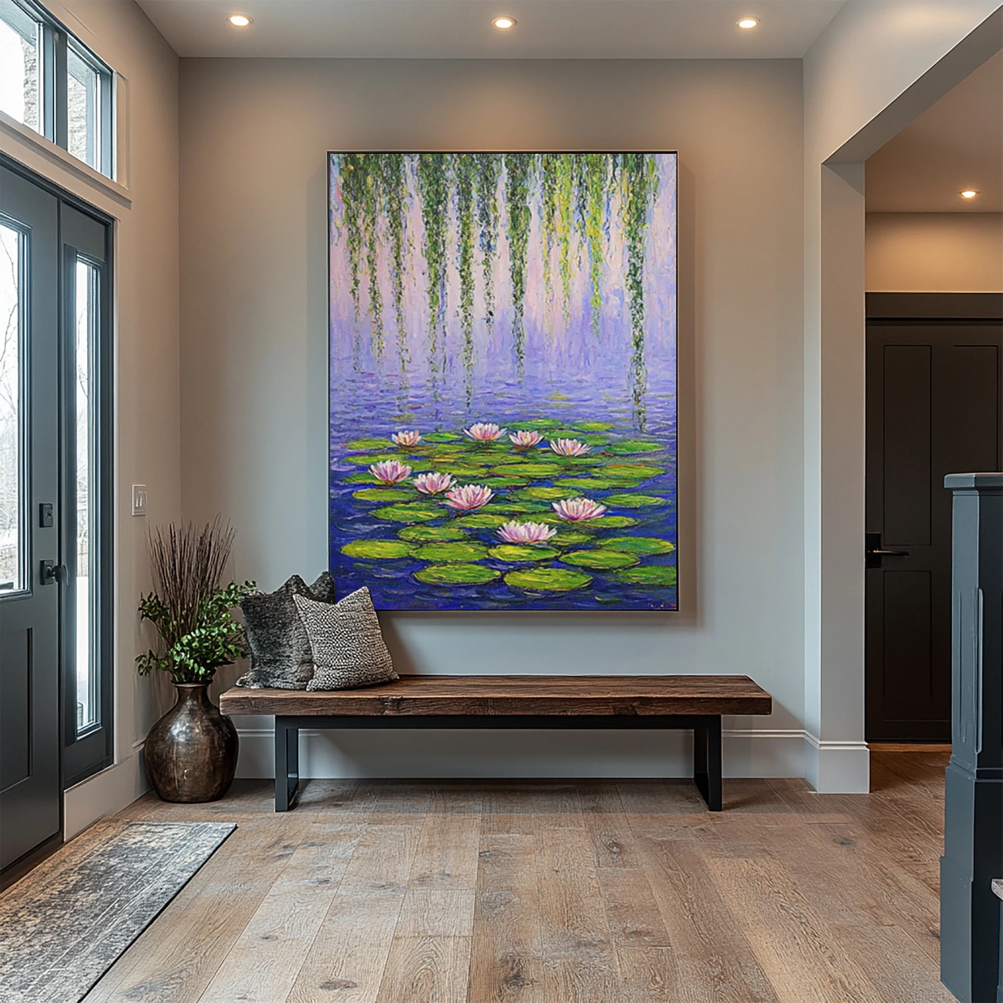 Modern Painting Recalling Monet's Tranquil Water Lily Scenes #BGA 364