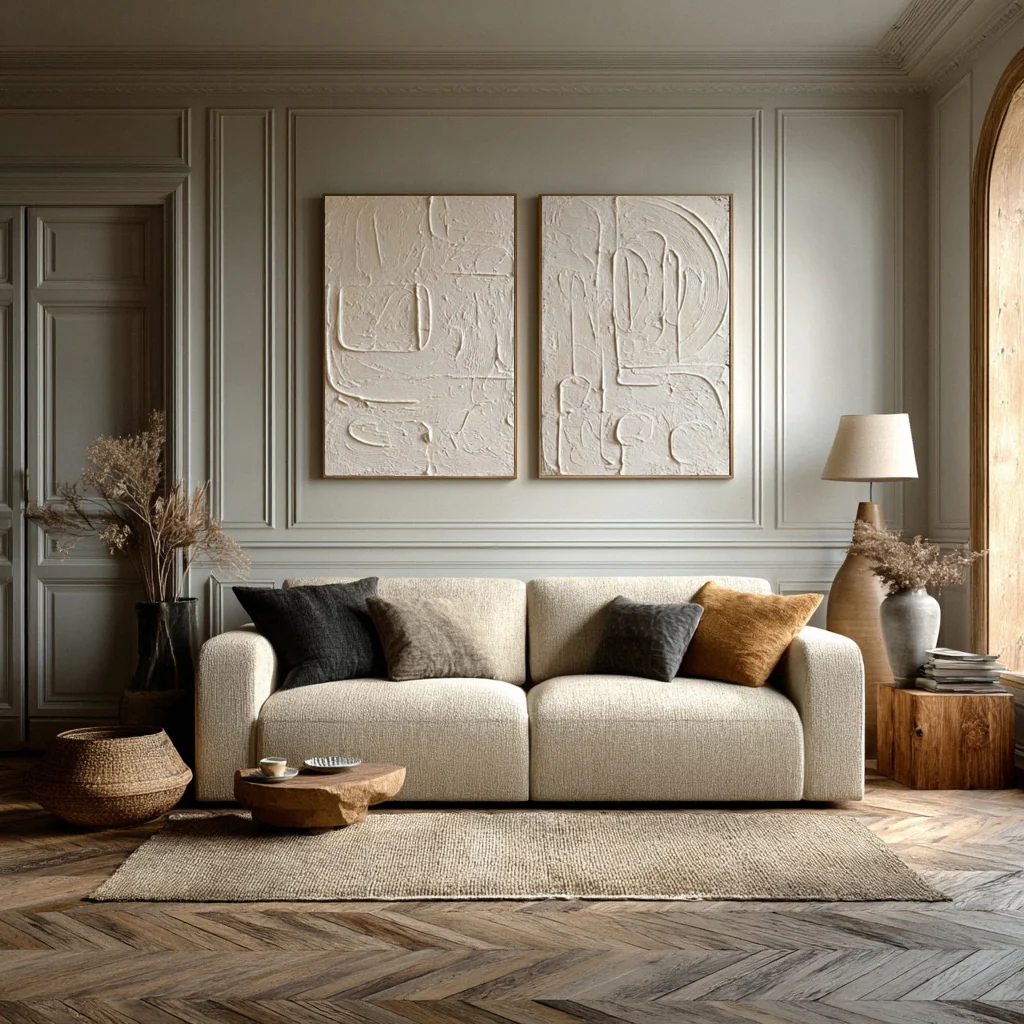 Subtle Wave Texture Abstract Art Duo  #WG 012