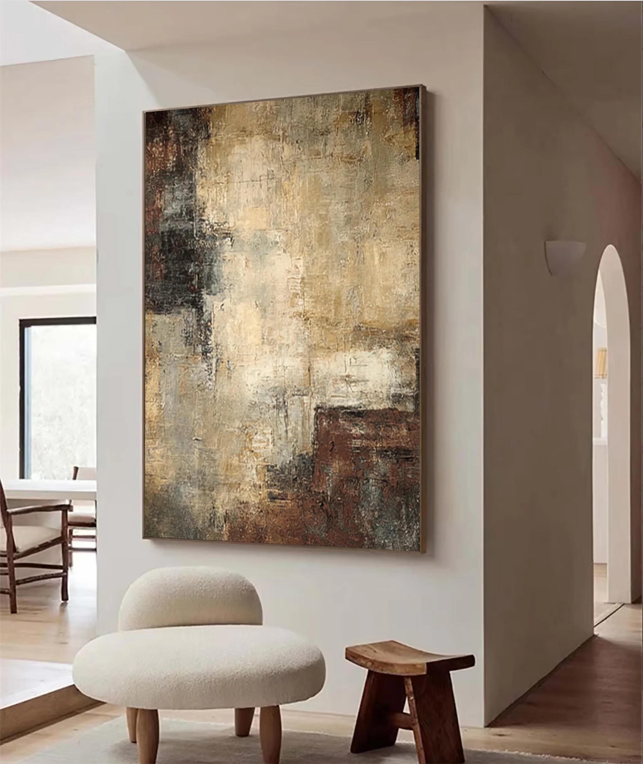 Rustic Abstract Art Large Canvas Distressed Finish #WG 046