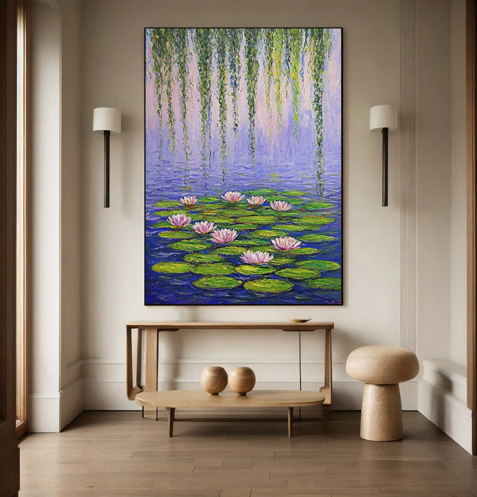 Modern Painting Recalling Monet's Tranquil Water Lily Scenes #BGA 364