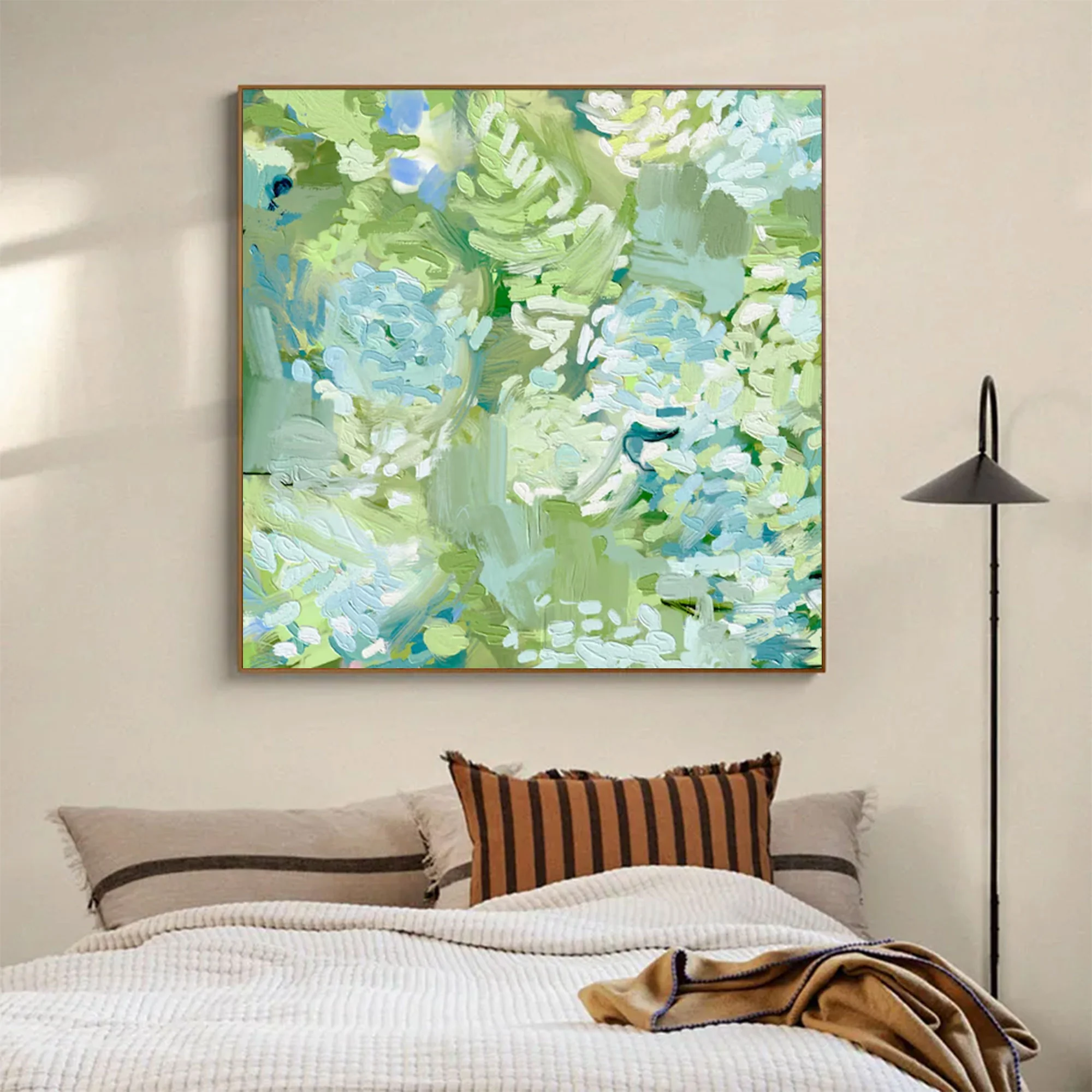 Large Square Abstract Green Garden Art | MuroArt #WGA 032