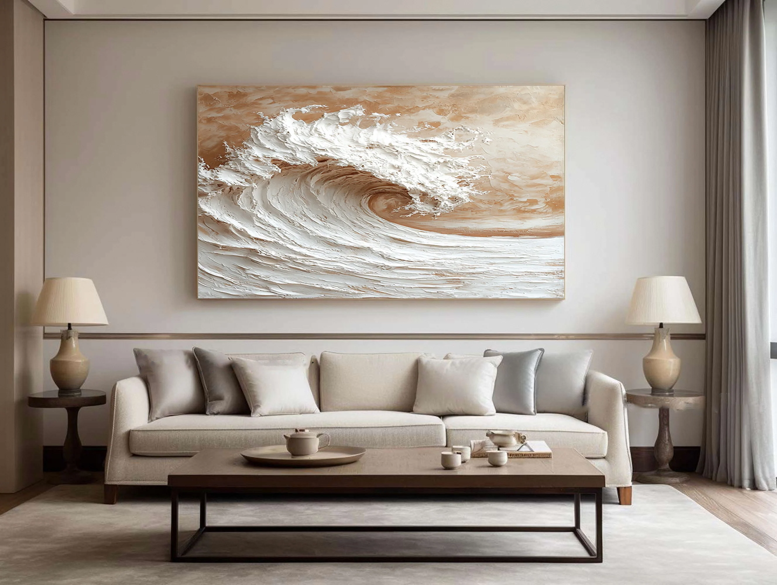 Impasto Ocean Wave Painting Textured Seascape Art #WG 036