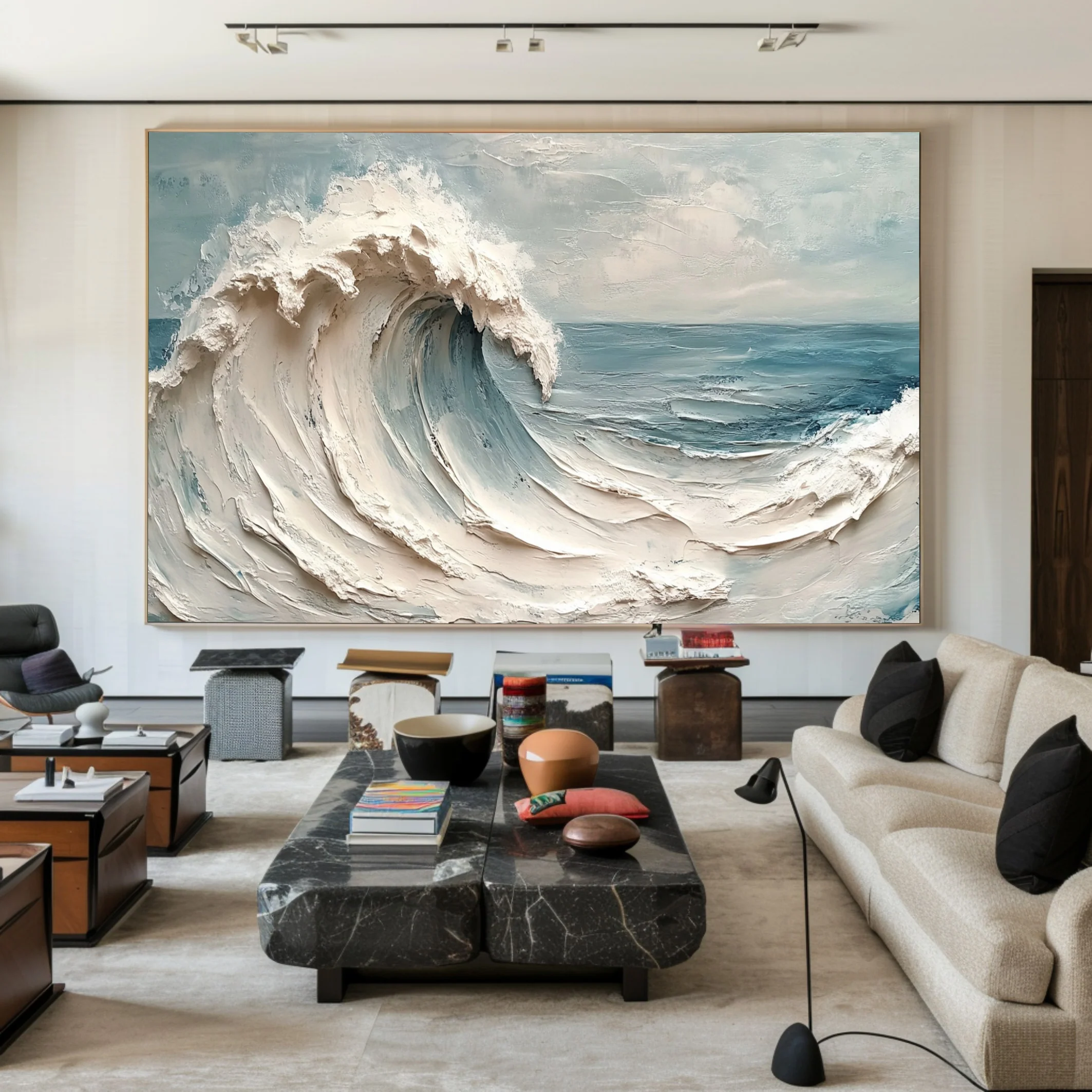 Impasto Ocean Wave Painting, Dynamic Seascape Wall Art #BGA 263