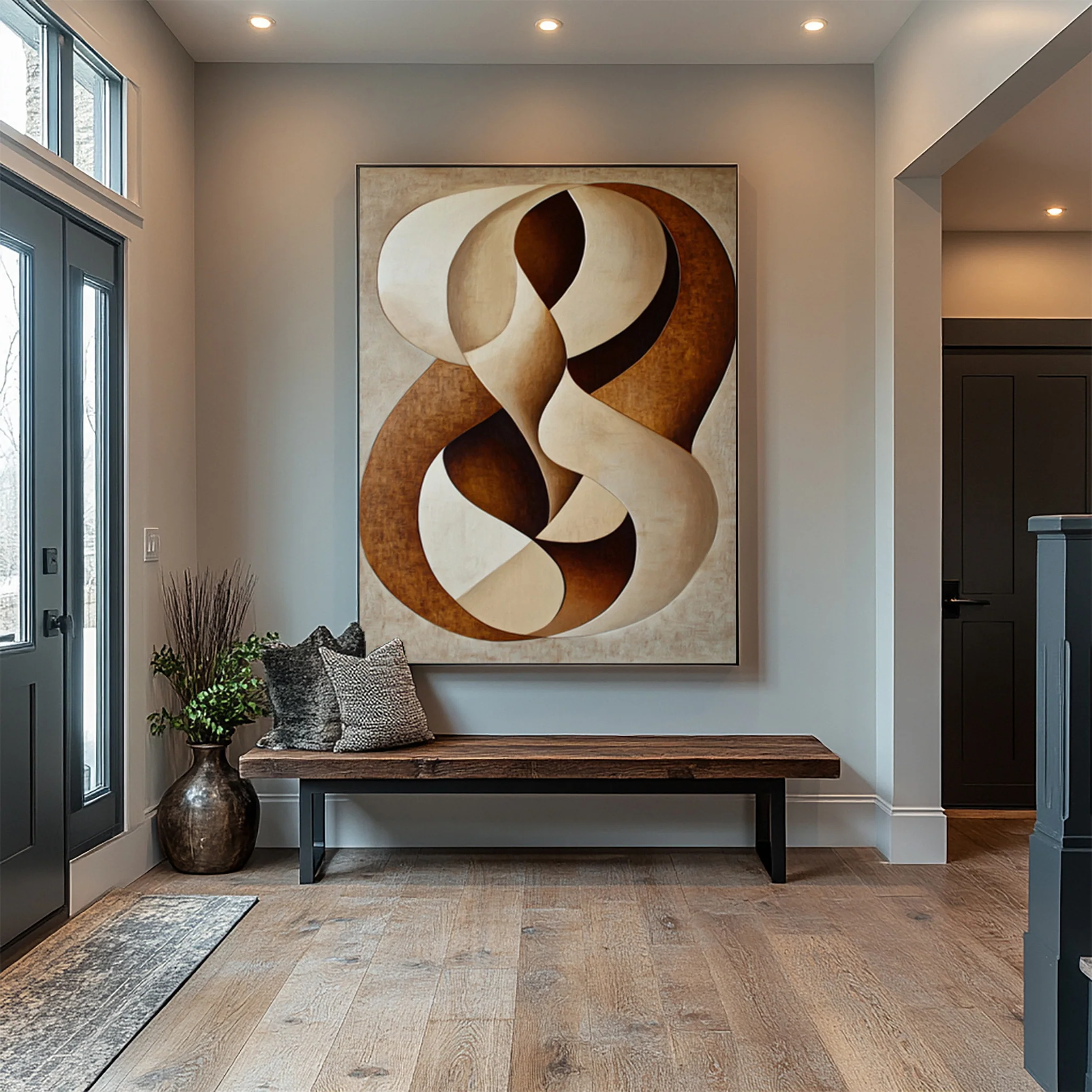 Neutral Flow: Modern Abstract with Interlocking Organic Shape #BGA 295