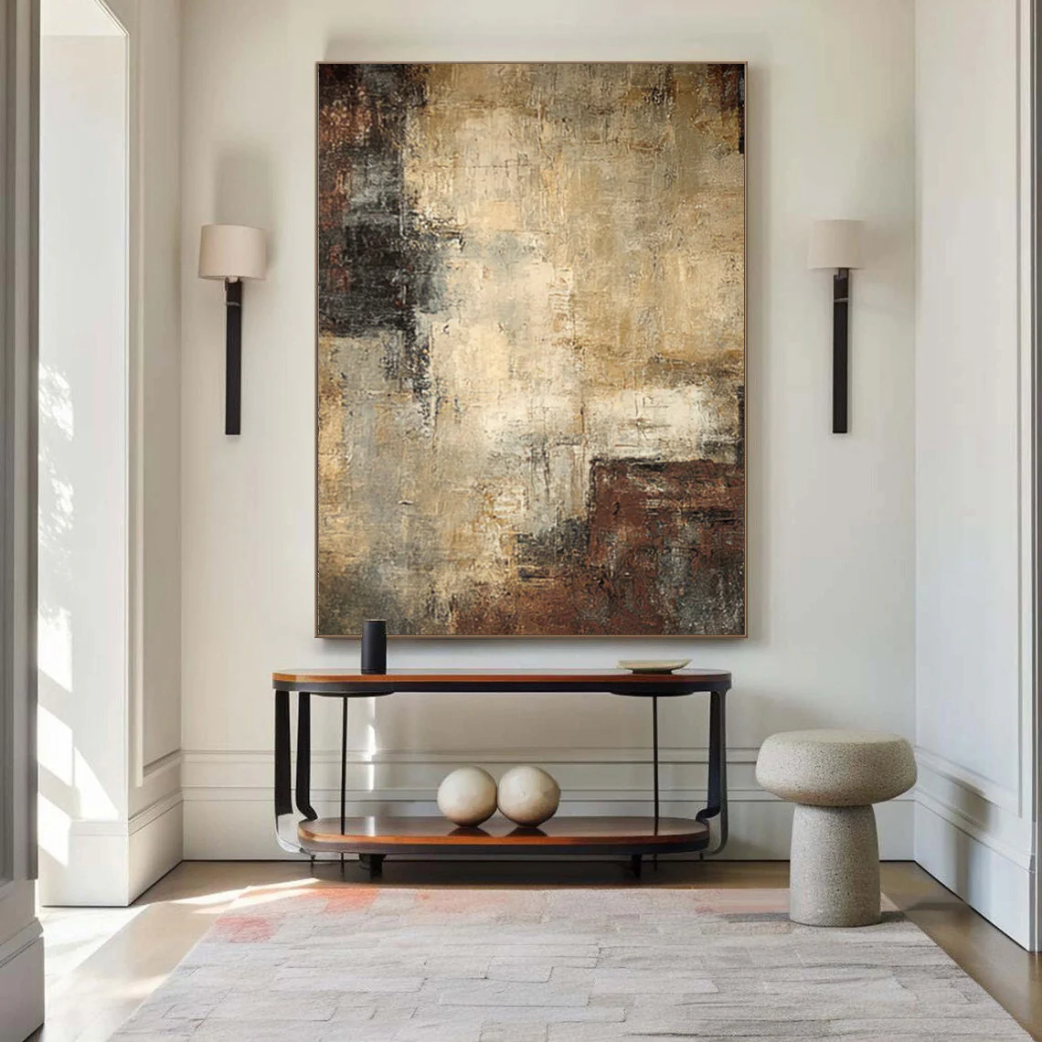 Rustic Abstract Art Large Canvas Distressed Finish #WG 046