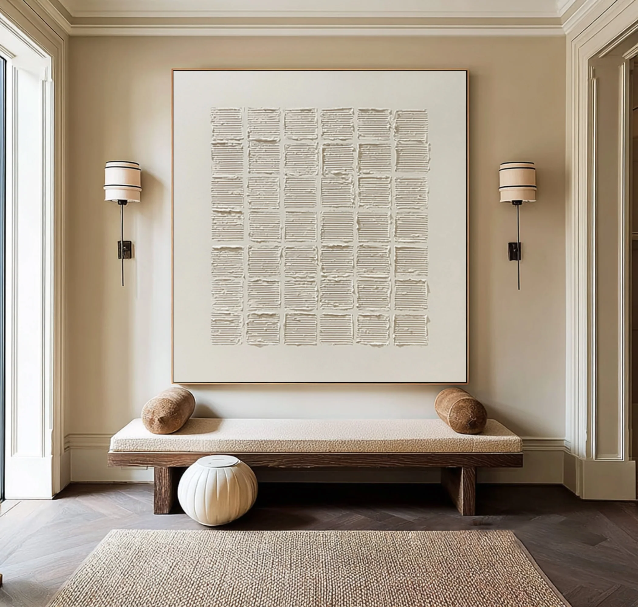 Minimalist Beige Painting Relief Texture Square #WG 057