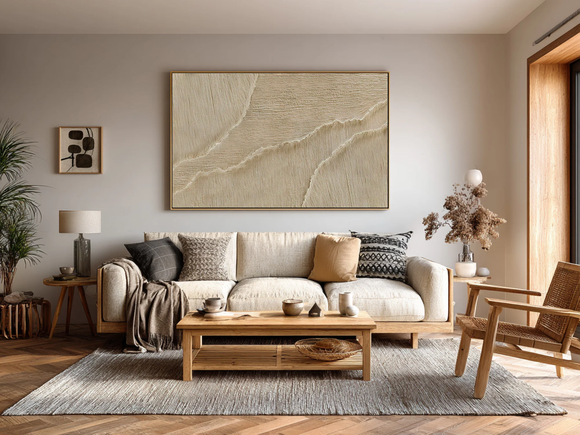 Aesthetic Beige Abstract Canvas | Hand-Painted Texture #WG 066