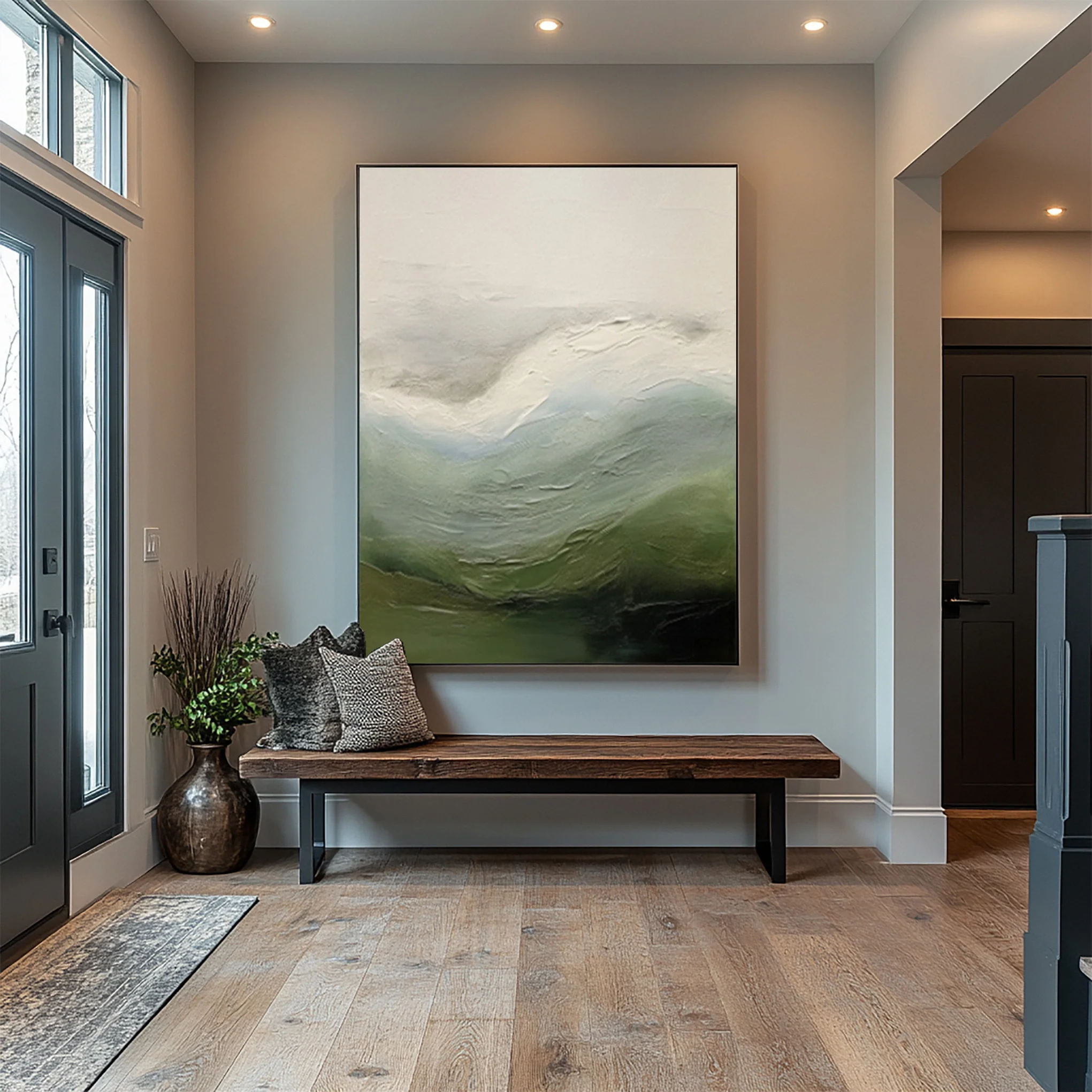 Abstract Landscape with Rolling Forms in Greens and Blues #BGA 336