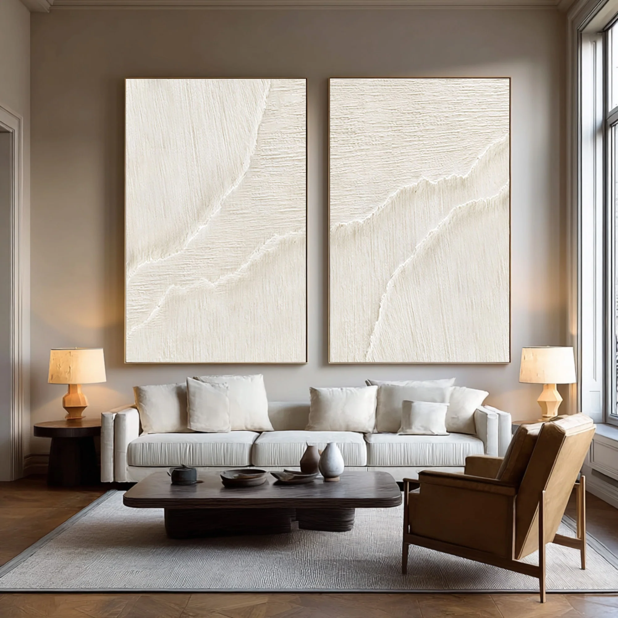 Modern 3D Textured Neutral Art Set Hallway Living Room #WG 070