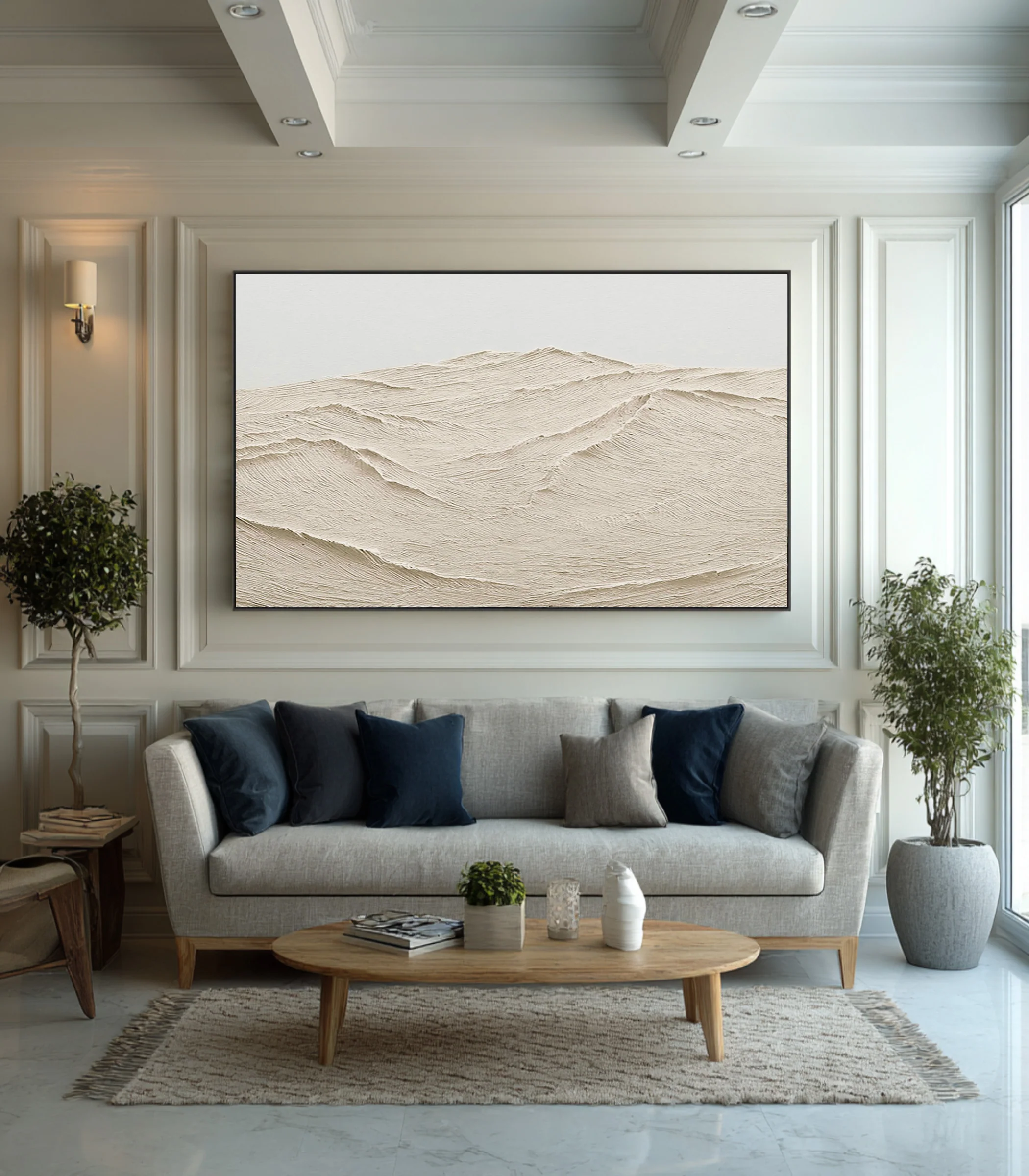 Large Impasto Abstract Hills Horizon Art Home Decor #WG 075