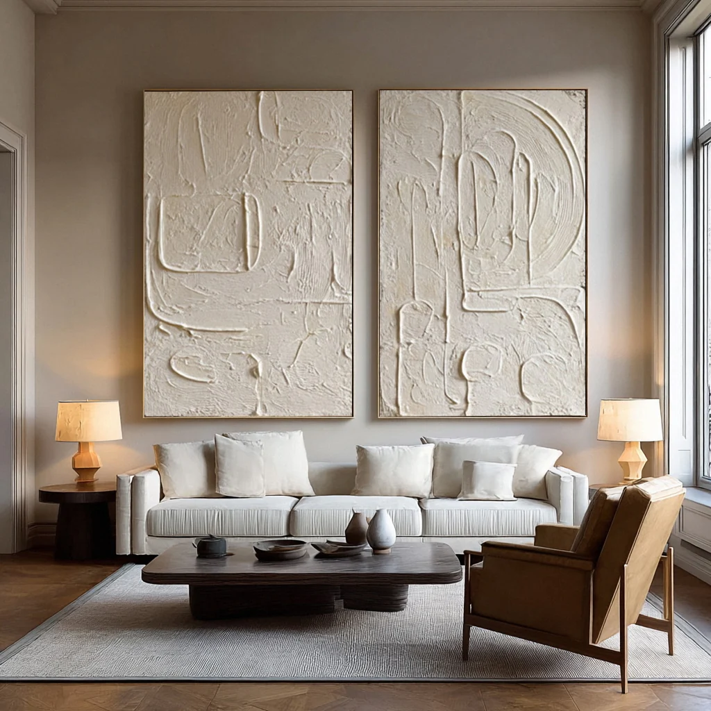 Subtle Wave Texture Abstract Art Duo  #WG 012