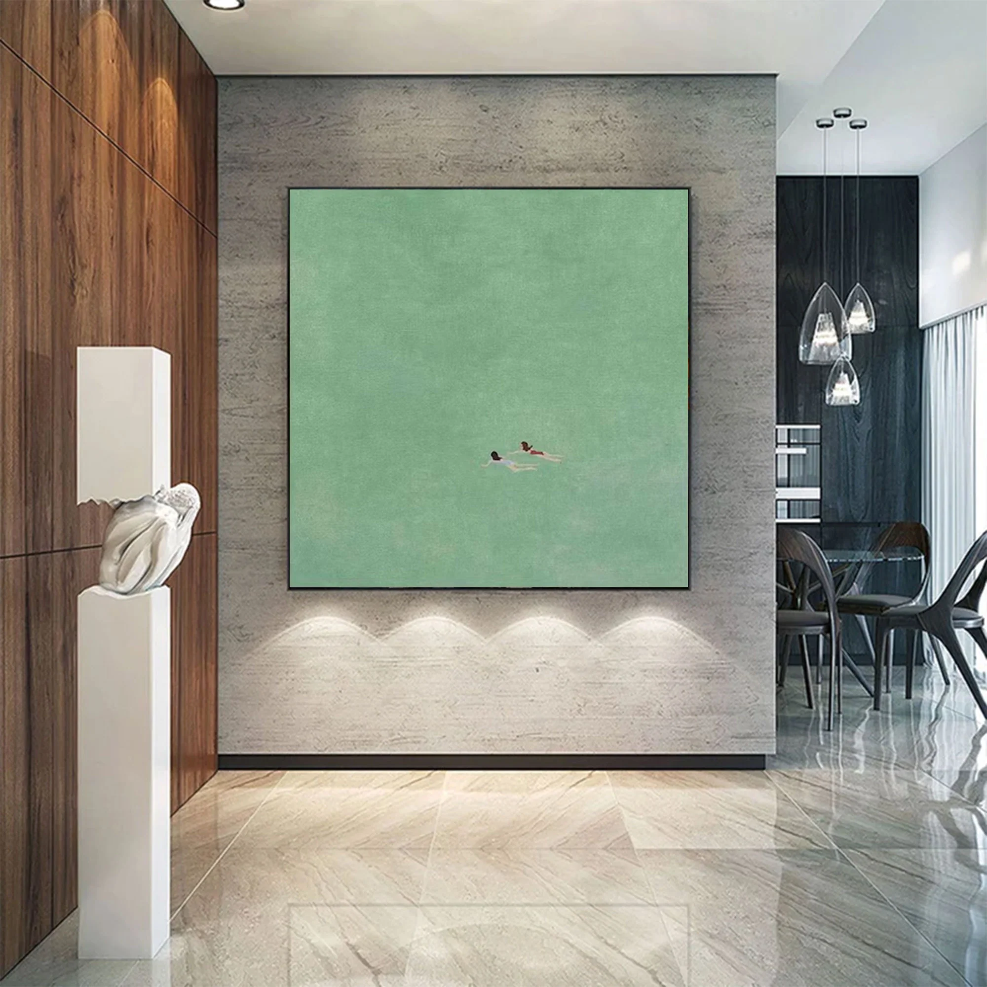 Large Abstract Mint Green Decor | MuroArt #WGA 029