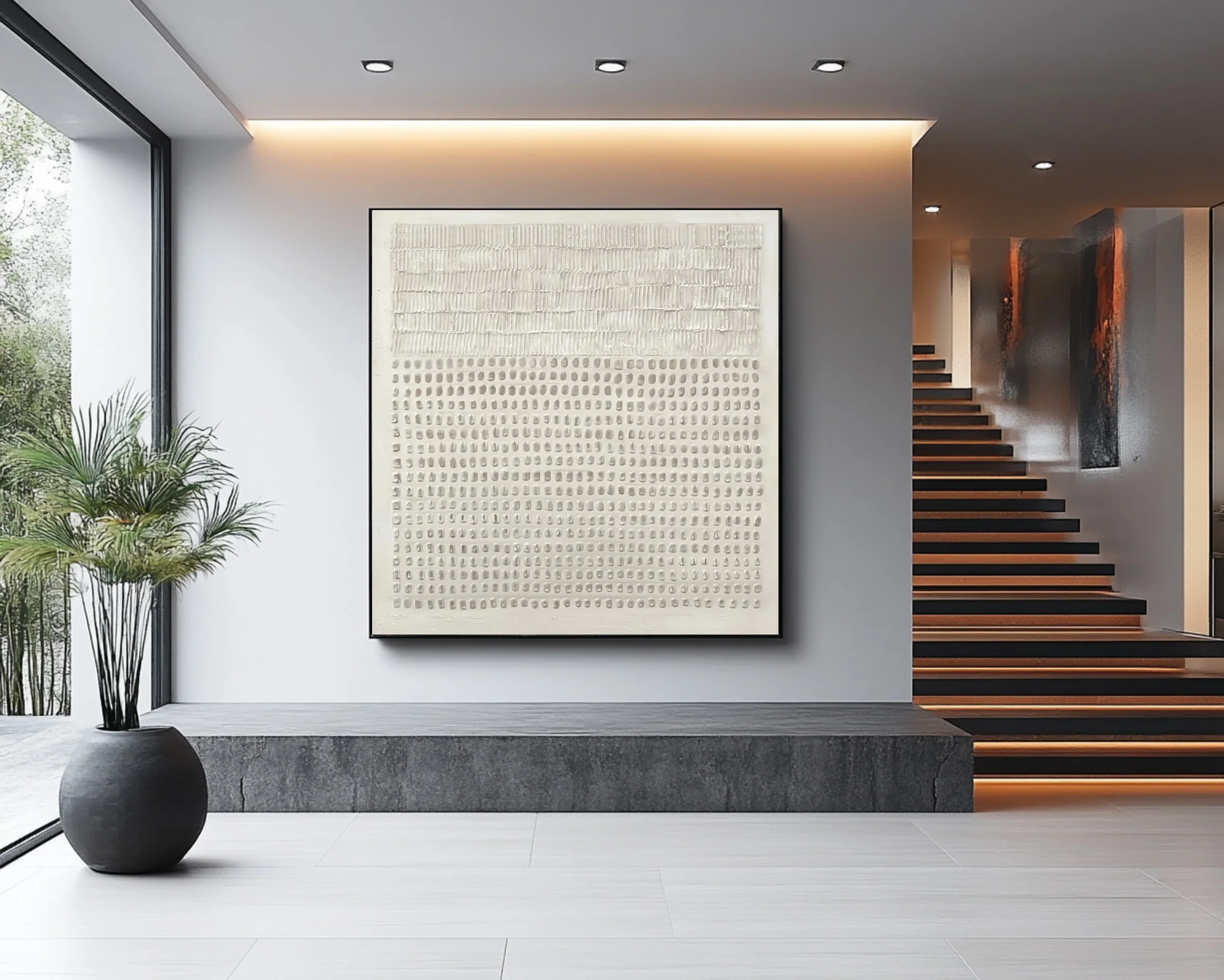 Neutral White Abstract Wall Decor Modern Home Accent #WG 026
