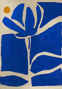 Large Abstract Blue Botanical Art | MuroArt #WG 096