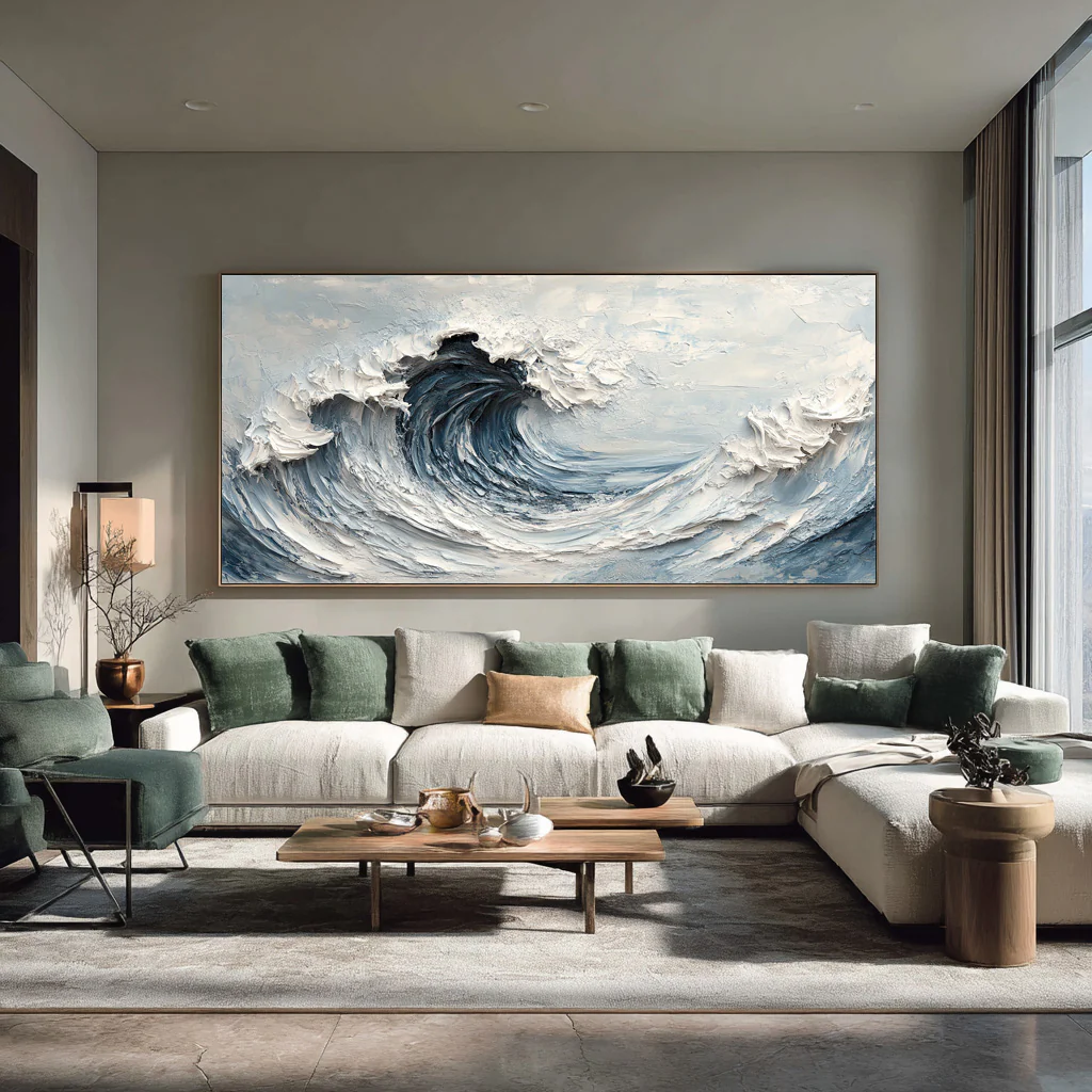Oversized Blue Wave Wall Art for Home Decor #WG 006