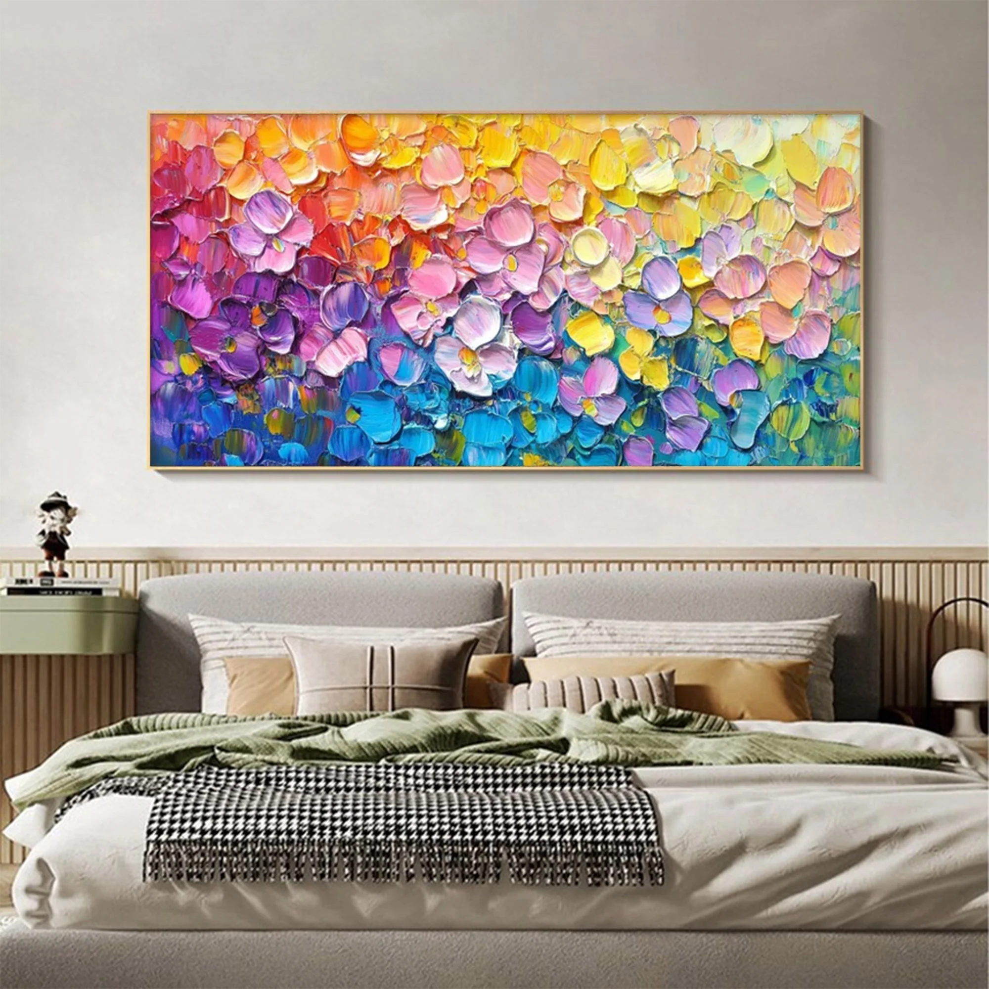 Large Abstract Rainbow Textured Canvas | MuroArt #WGA 039