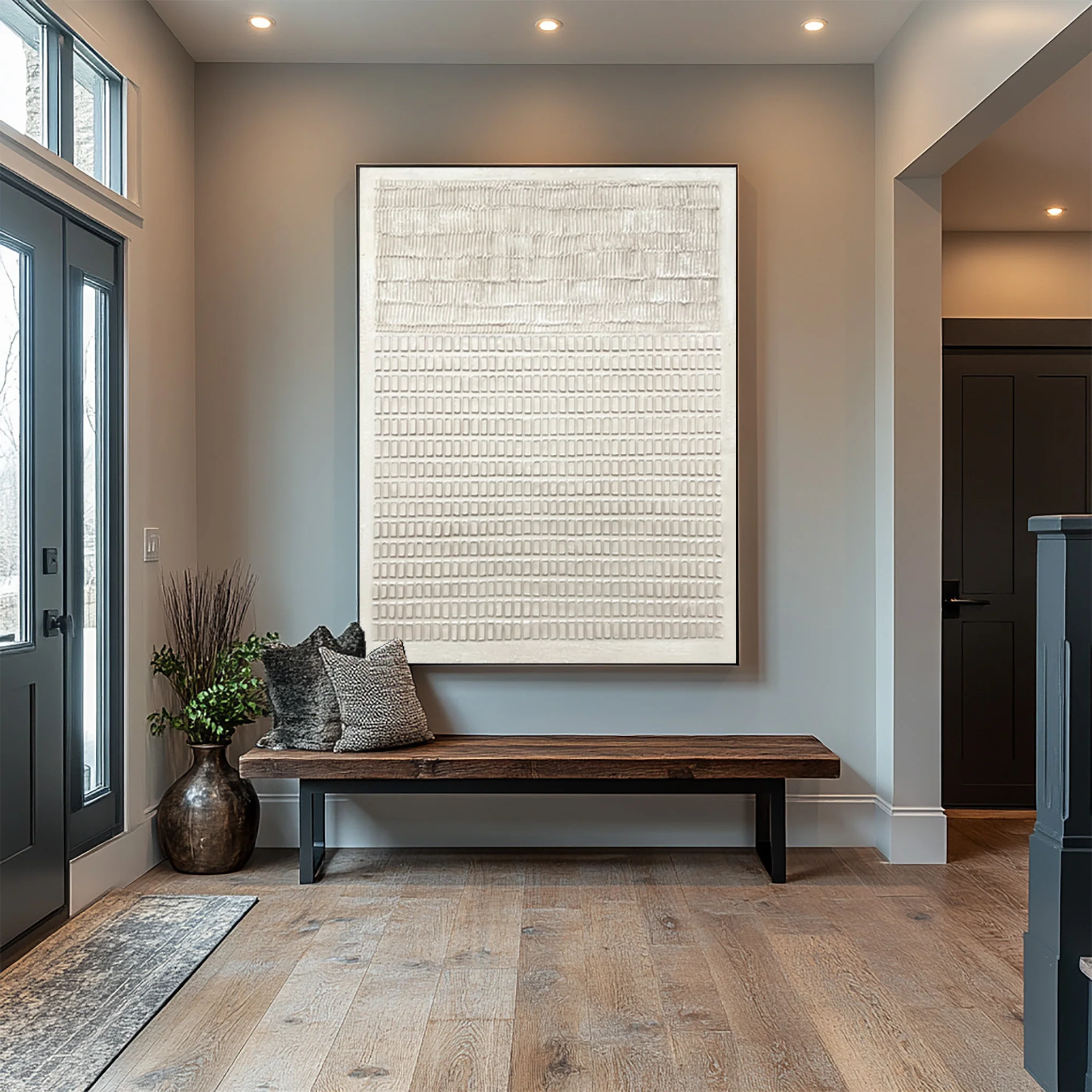 Minimalist Geometric Wall Art Textured White Painting #WG 041