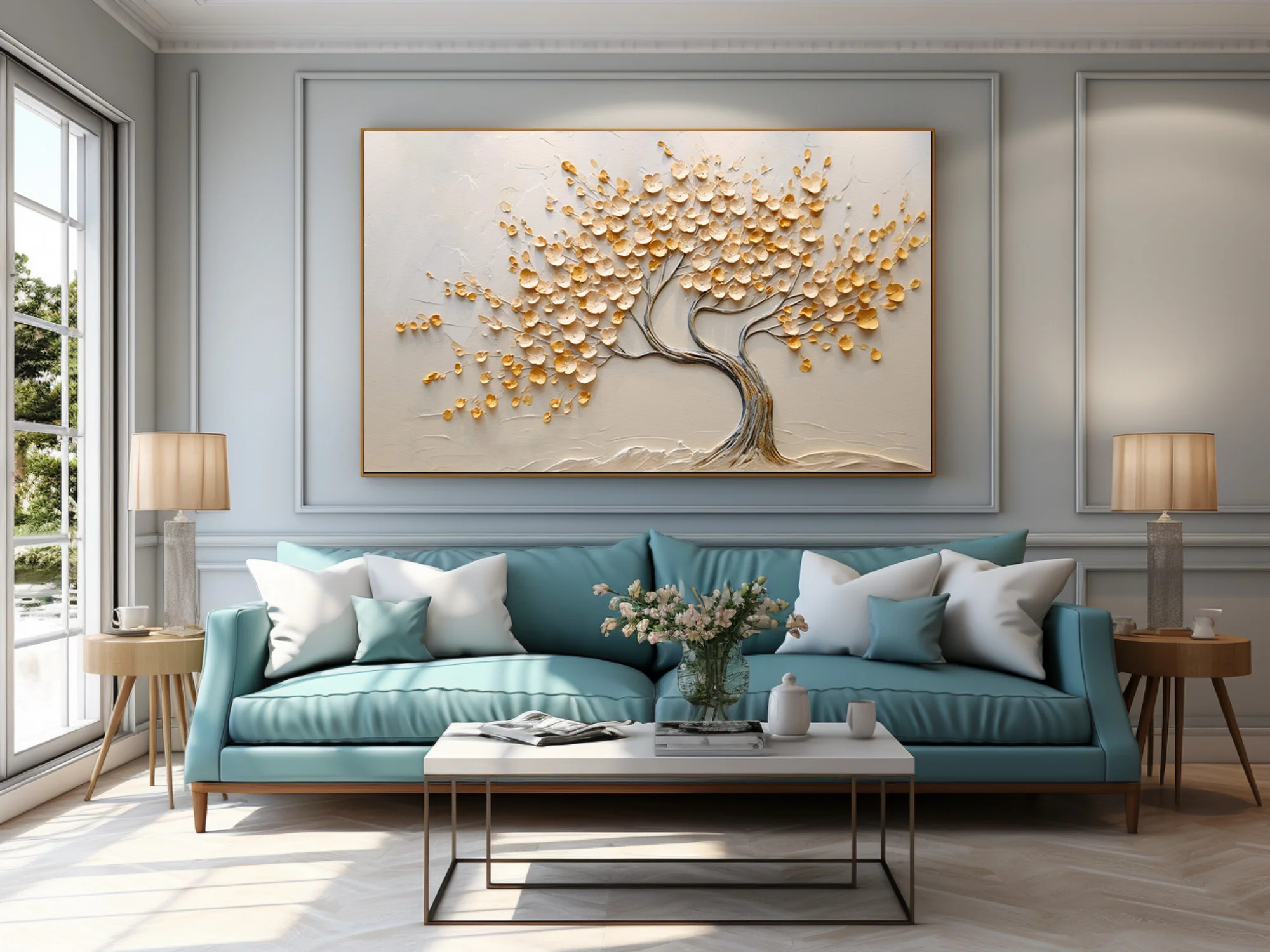 Tree of Life Art Modern Relief Painting for Living Room #WG 091