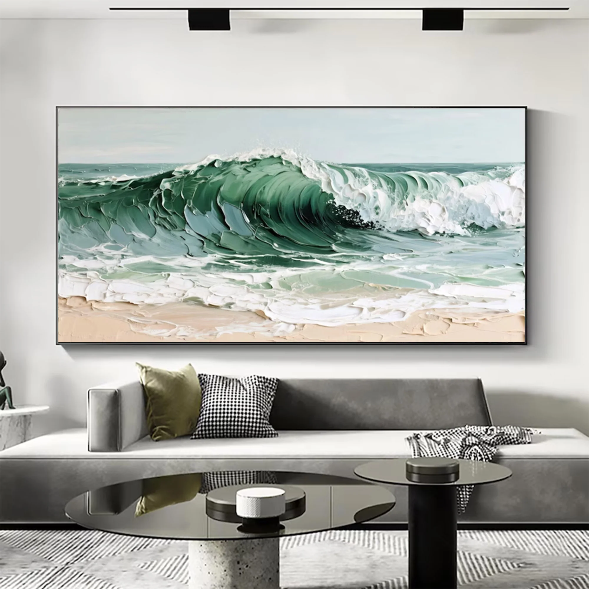 Large Abstract Textured Ocean Canvas | MuroArt #WGA 035