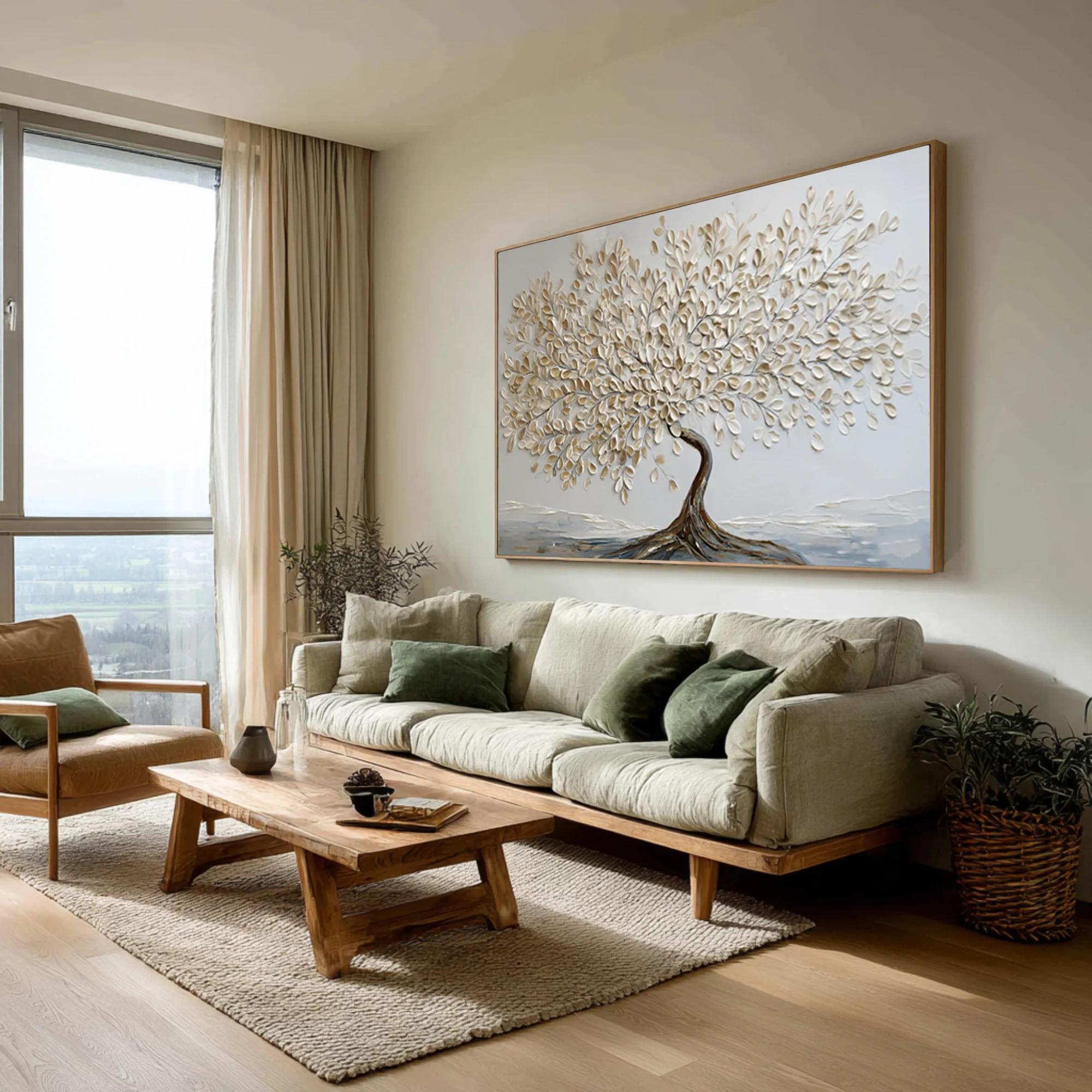 Neutral Tone Tree Painting with Gold Highlights #WG 063