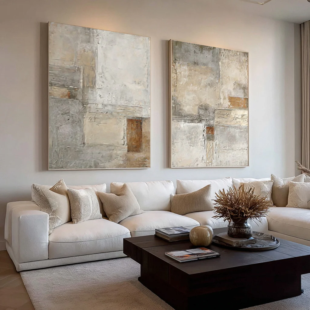 Abstract Earth Tones Textured Canvas Set  #WG 014