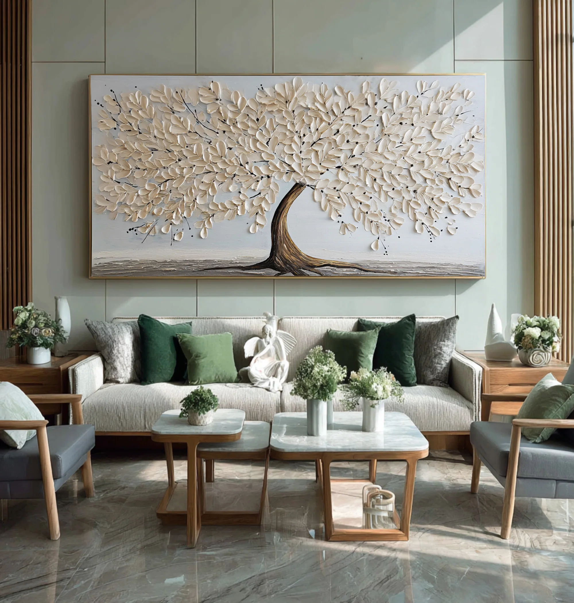 3D Textured Tree Canvas Art - Living Room Statement #WG 061