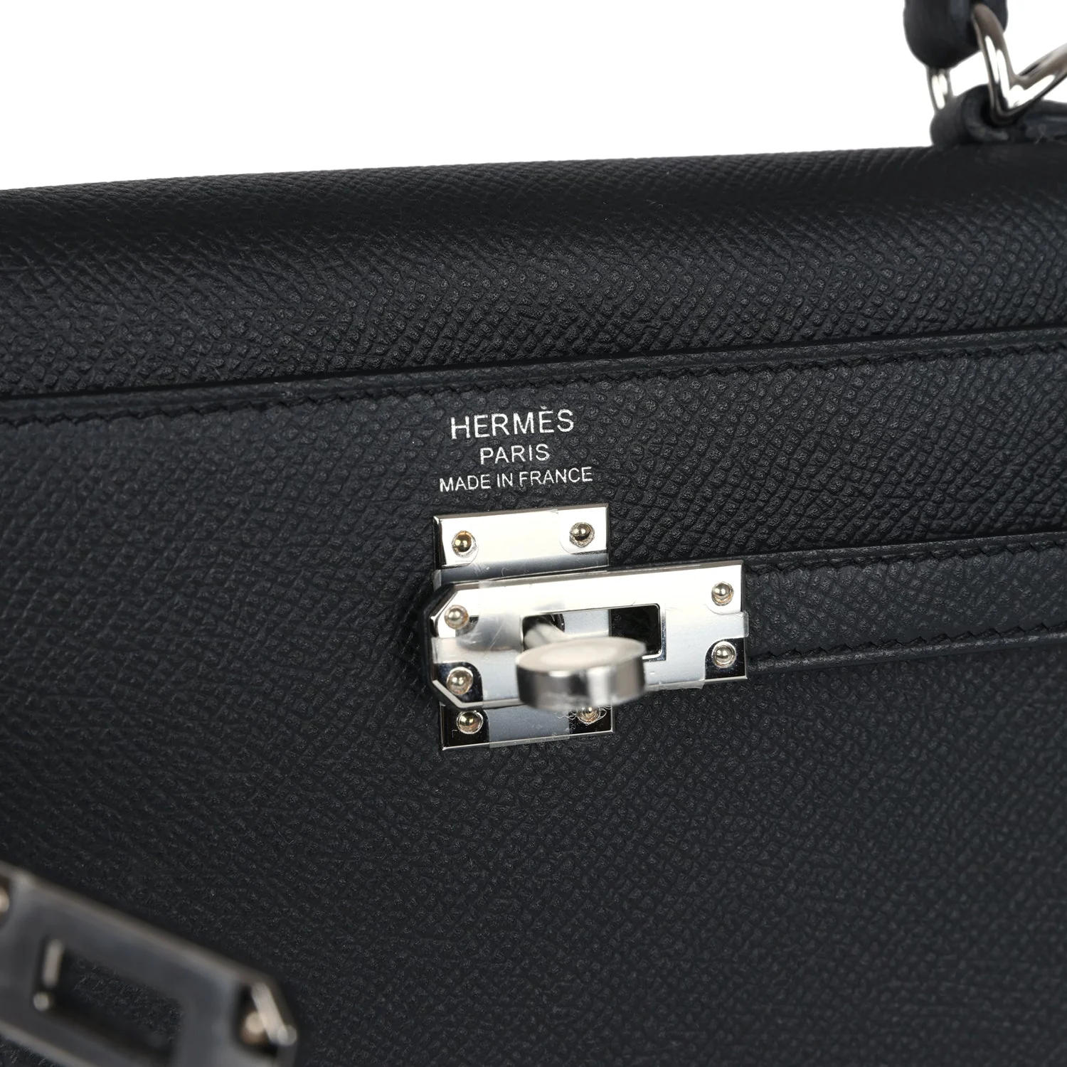 Replicate Hermes Kelly Sellier 25 Black Epsom Palladium Hardware(1:1 replica)