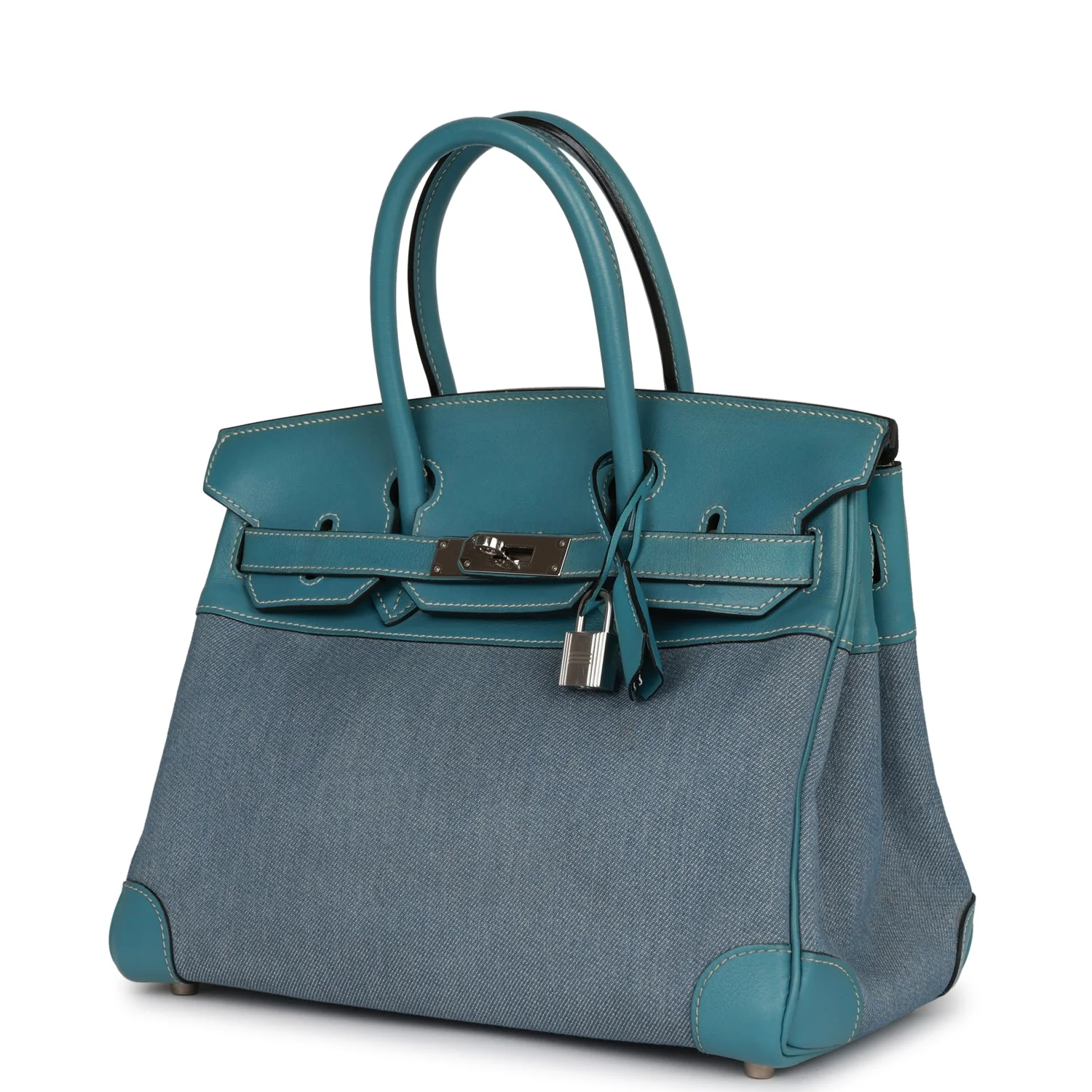 Replicate Vintage Hermes Birkin 30 Denim and Blue Jean Gulliver Palladium Hardware(1:1 replica)
