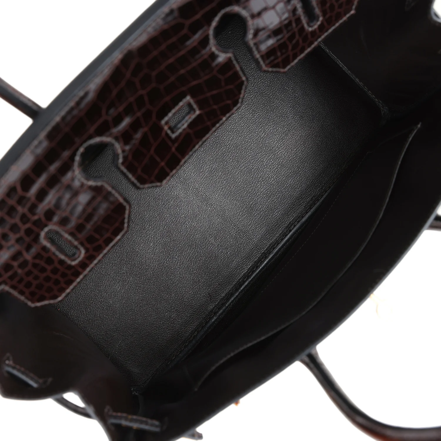 Replicate Hermes Birkin 35 Cocaon Shiny Porosus Crocodile Gold Hardware(1:1 replica)