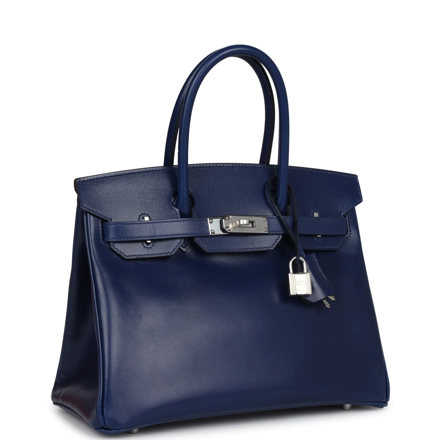 Replicate Hermes Birkin 30 Bleu Saphir Box Palladium Hardware(1:1 replica)