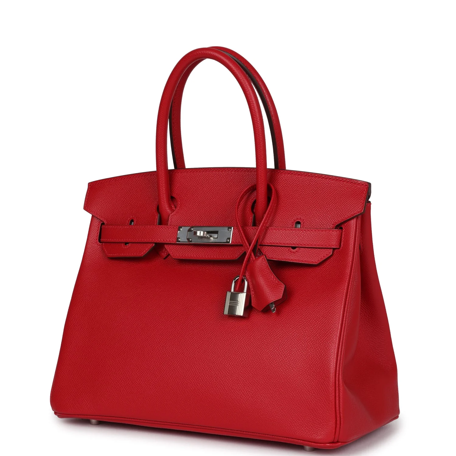 Replicate Hermes Birkin 30 Rouge Casaque Epsom Palladium Hardware(1:1 replica)
