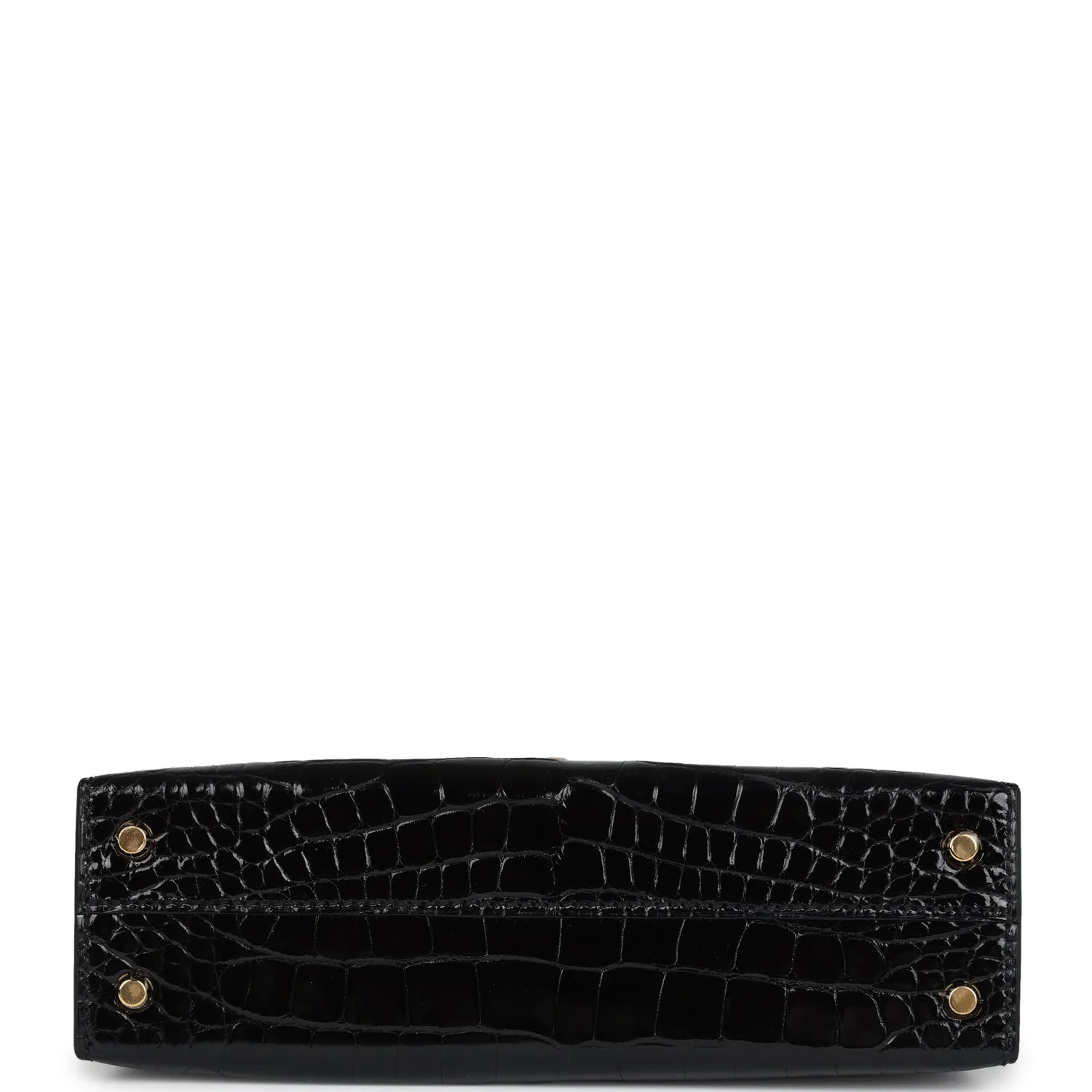 Replicate Hermes Kelly Sellier 20 Black Shiny Alligator Gold Hardware(1:1 replica)