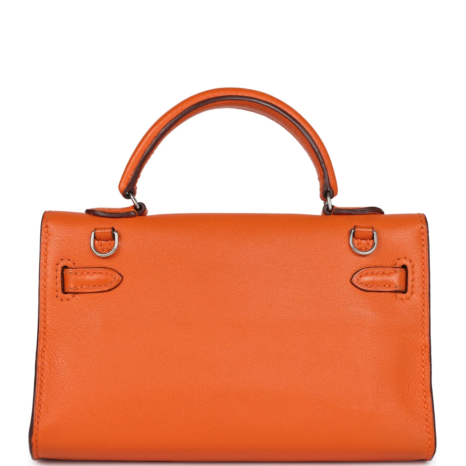 Replicate Hermes Micro Kelly 15 Orange Swift Palladium Hardware(1:1 replica)