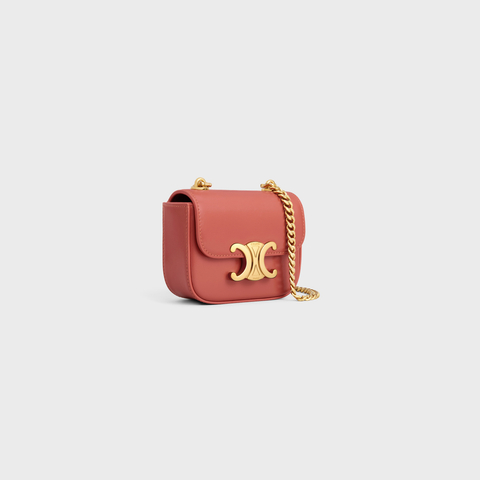 Replicate MINI CHAIN CLAUDE IN SHINY CALFSKIN RED CANYON(1:1 replica)