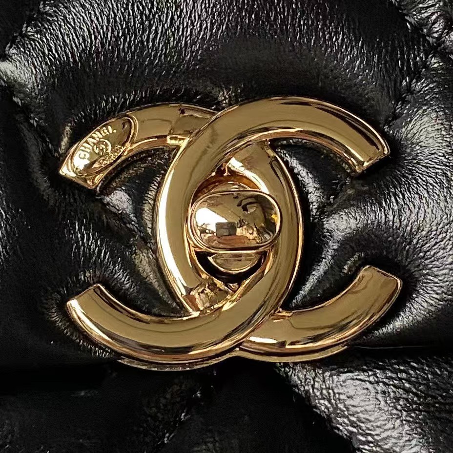 Replicate Chanel 24C AS4543 Mini Flap Bag Chain Bag Top Handle Black Lambskin(1:1 replica)