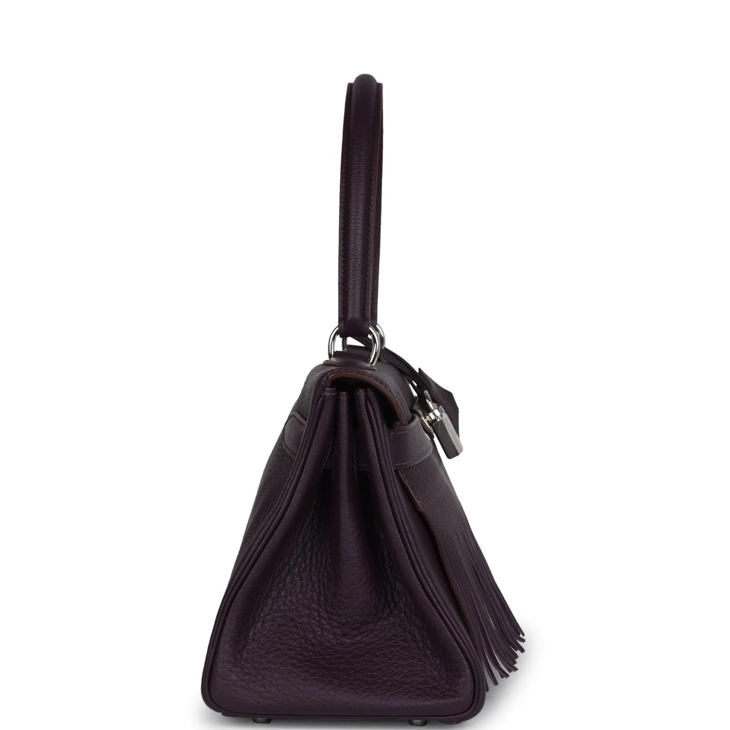 Replicate Hermes Fringe Shoulder Kelly 42 JPG Raisin Clemence Palladium Hardware(1:1 replica)