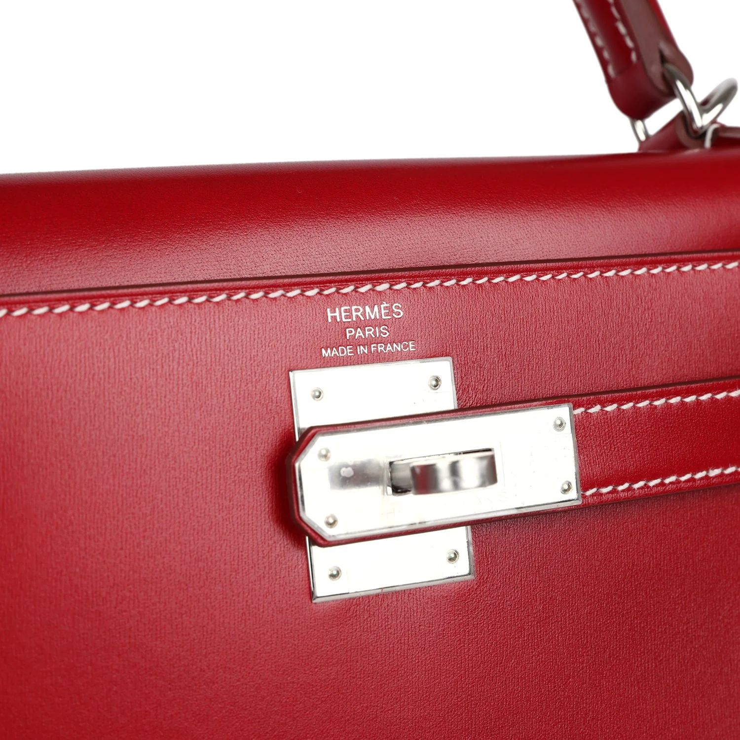 Replicate Hermes Kelly Sellier 28 Rouge Piment Box Palladium Hardware(1:1 replica)