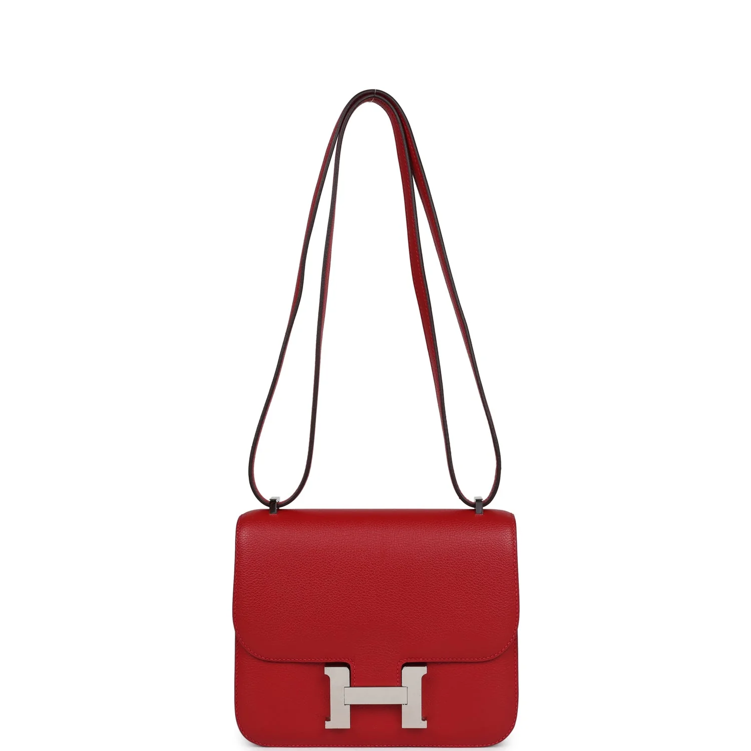Replicate Hermes Constance 18 Rouge Casaque Evercolor Palladium Hardware(1:1 replica)