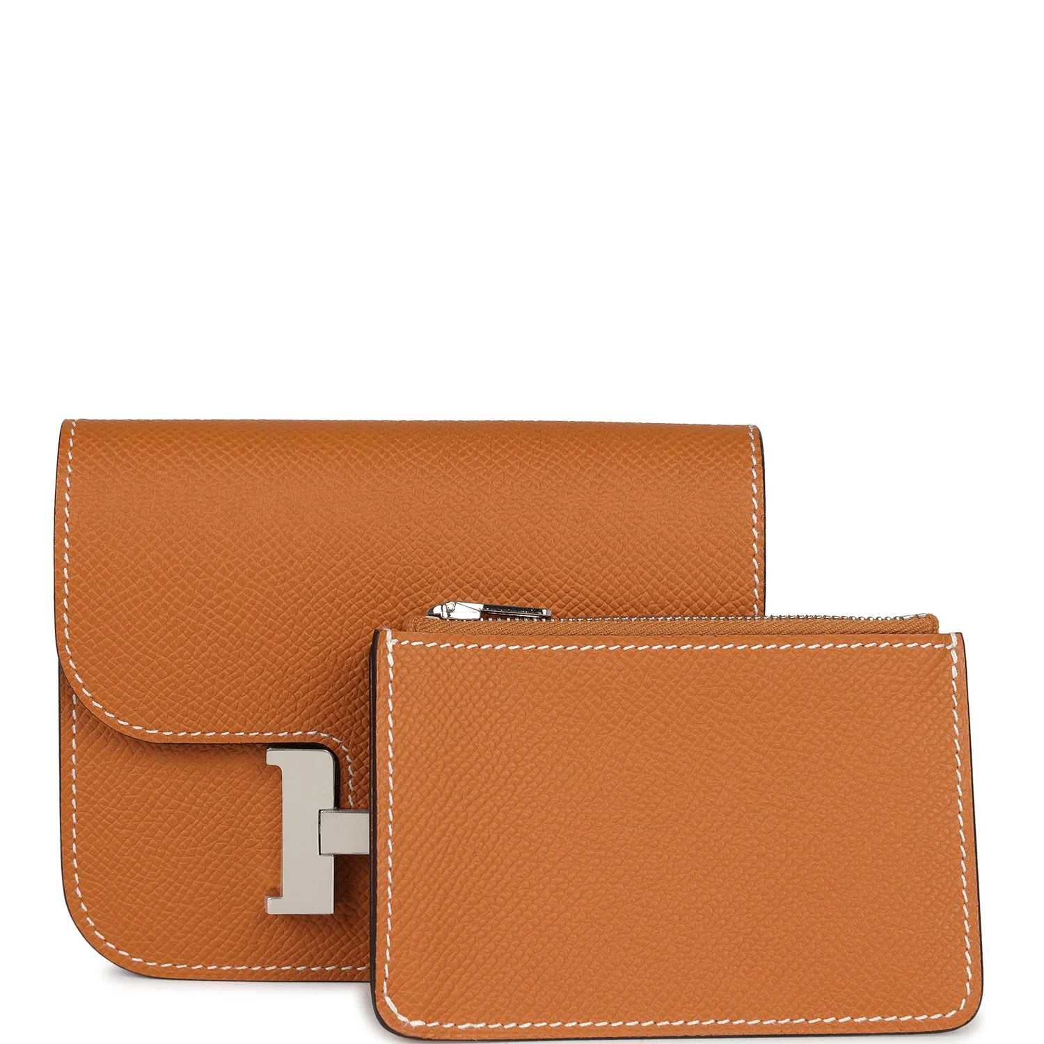 Replicate Hermes Constance Slim Wallet Toffee Epsom Palladium Hardware(1:1 replica)
