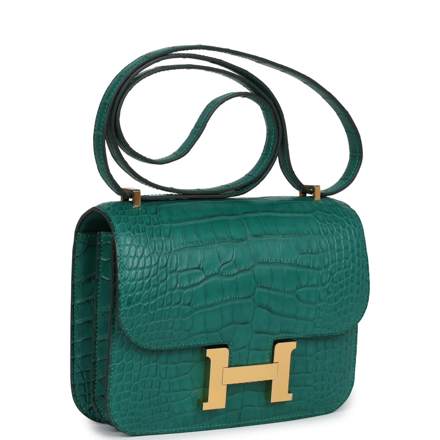 Replicate Hermes Constance 18 Malachite Matte Alligator Gold Hardware(1:1 replica)