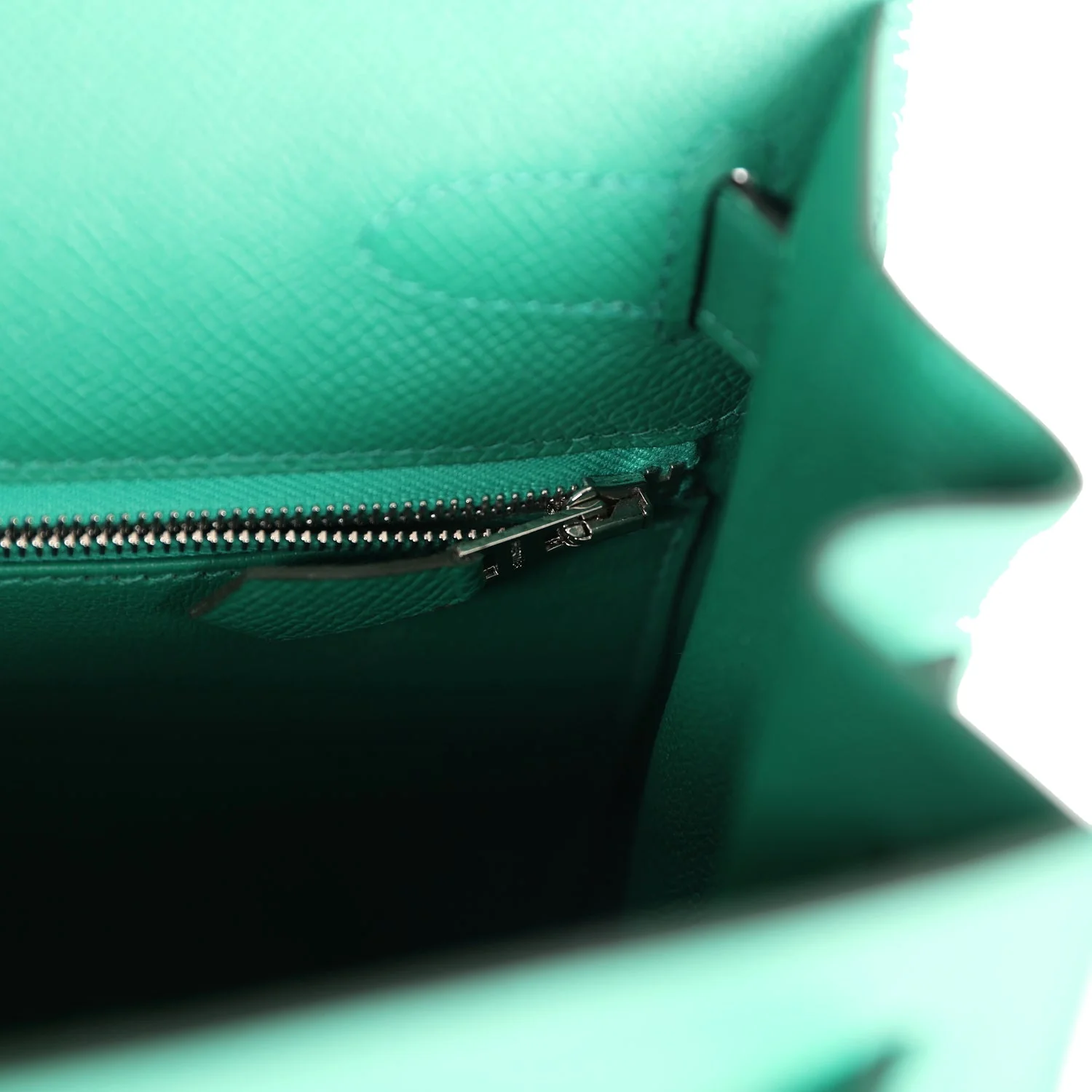 Replicate Hermes Kelly Sellier 28 Vert Vertigo Epsom Palladium Hardware(1:1 replica)