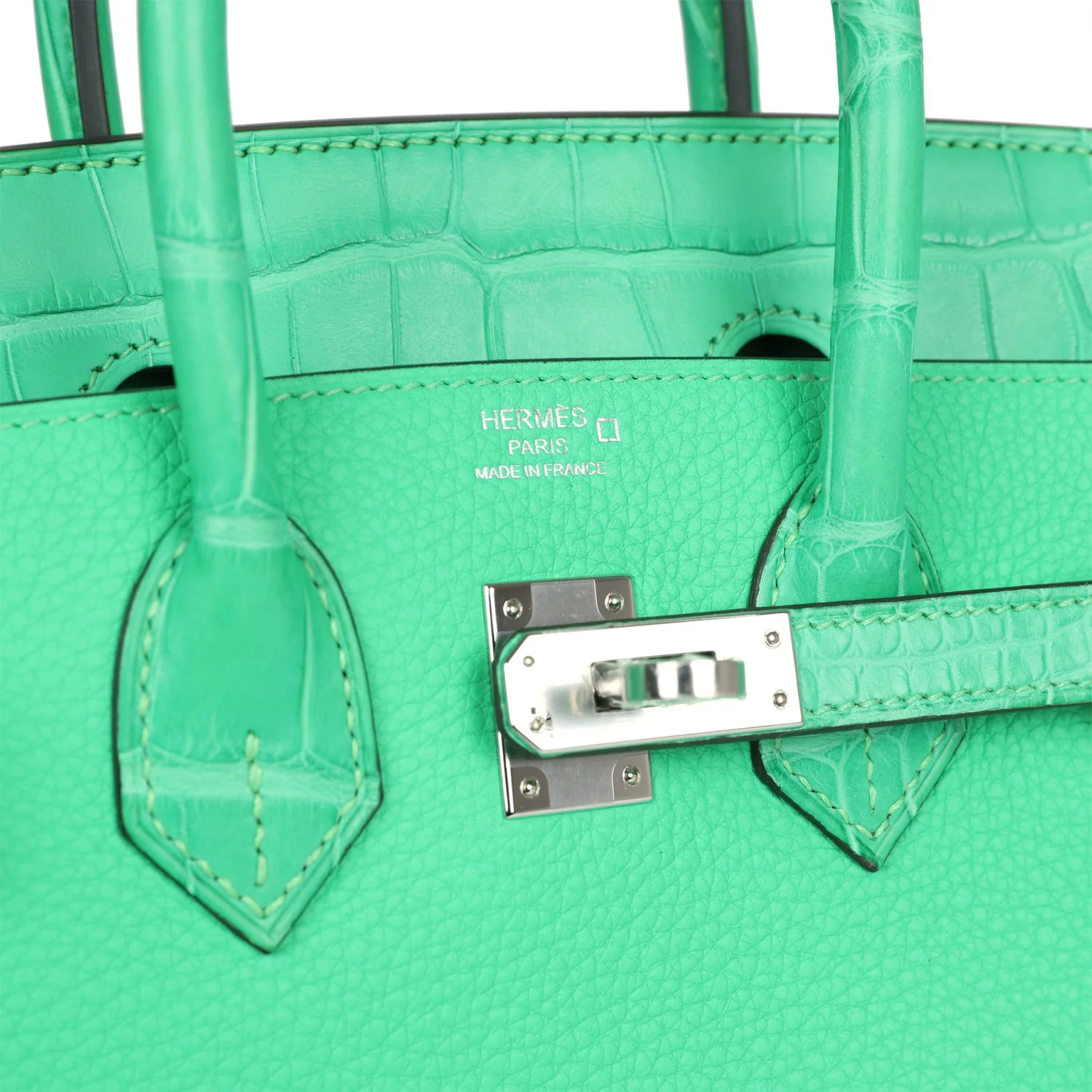 Replicate Hermes Birkin 25 Vert Comics Togo and Matte Alligator Touch Palladium Hardware(1:1 replica)