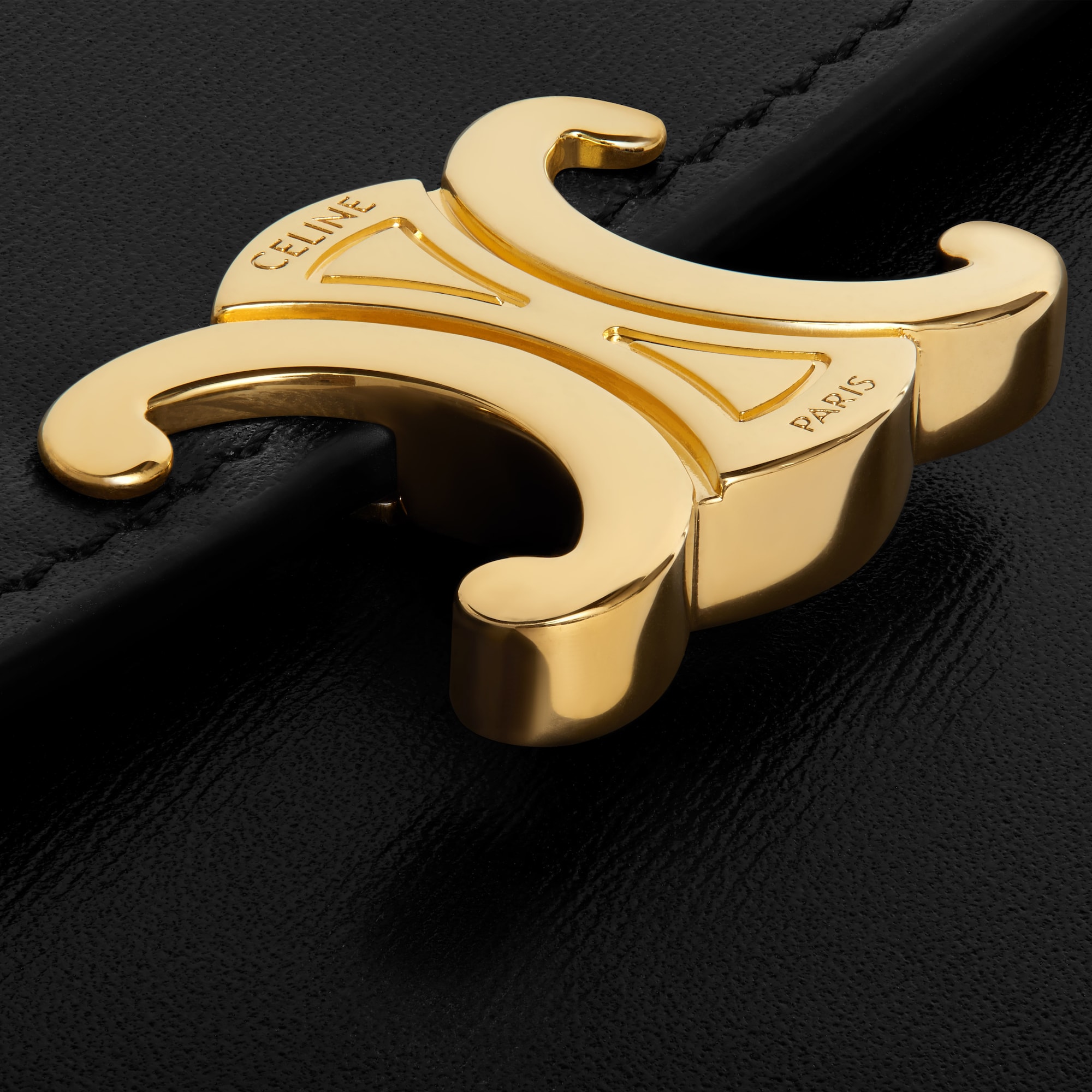 Replicate LARGE WALLET TRIOMPHE IN SHINY CALFSKIN BLACK(1:1 replica)