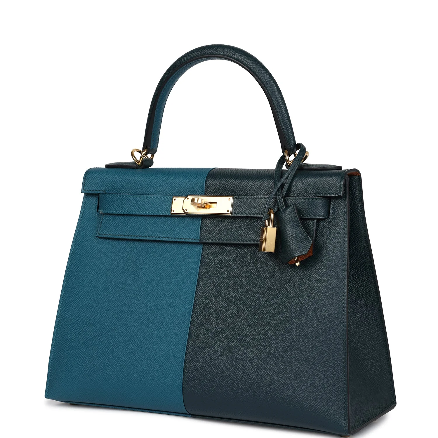 Replicate Hermes Kelly Sellier 28 Casaque Vert Cypres and Vert Bosphore Epsom Gold Hardware(1:1 replica)