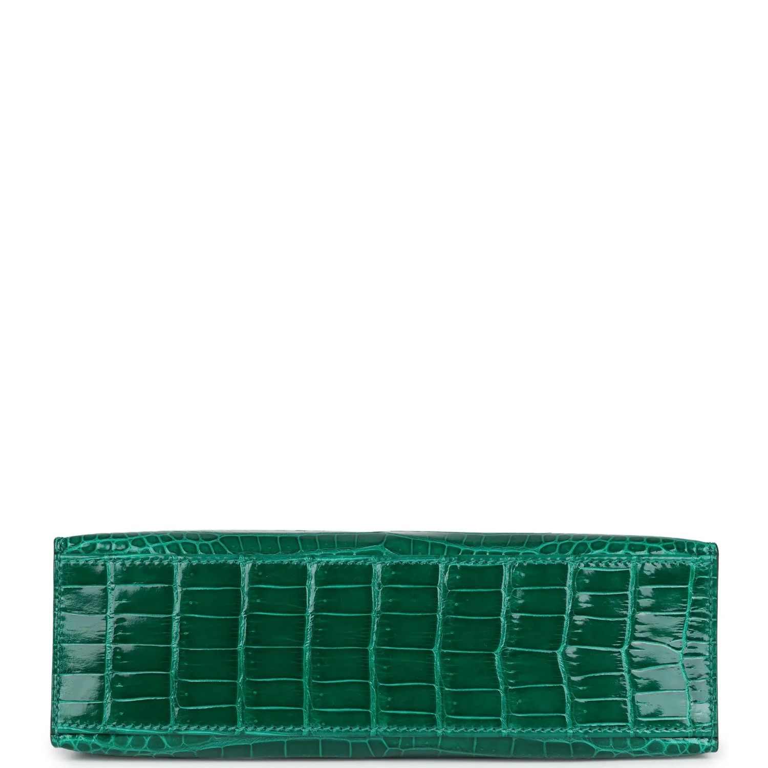 Replicate Hermes Kelly Pochette Emerald Shiny Porosus Crocodile Gold Hardware(1:1 replica)