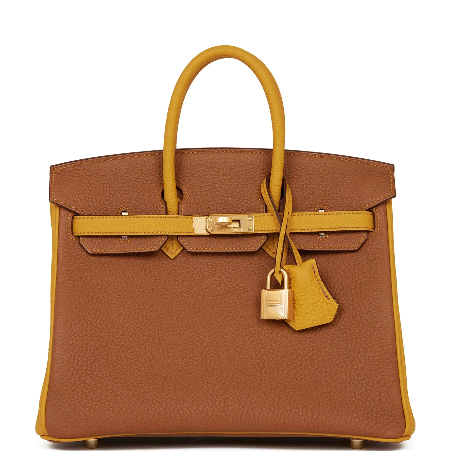 Replicate Hermes Special Order (HSS) Birkin 25 Gold and Jaune Ambre Togo Brushed Gold Hardware(1:1 replica)
