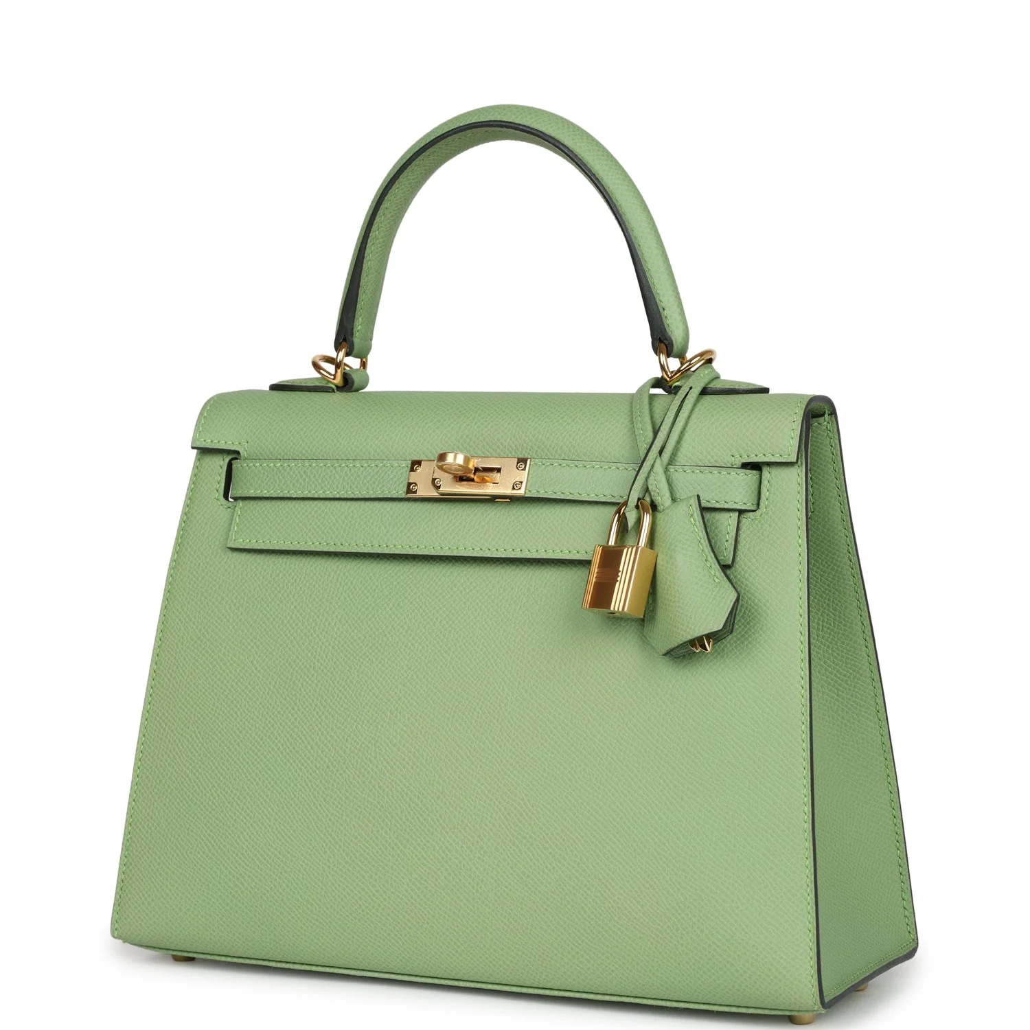 Replicate Hermes Kelly Sellier 25 Vert Criquet Epsom Gold Hardware(1:1 replica)