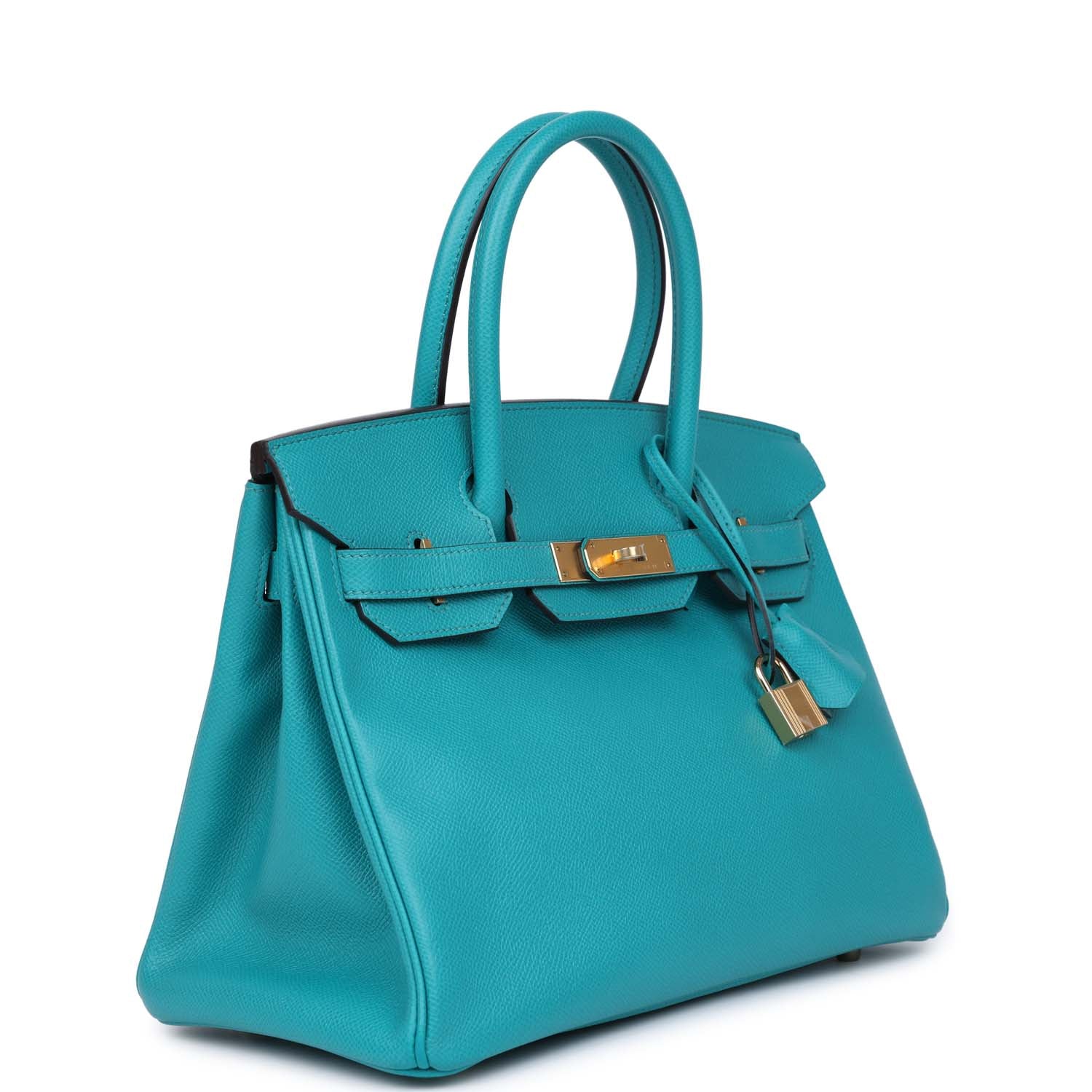 Replicate Hermes Birkin 30 Bleu Paon Epsom Gold Hardware(1:1 replica)
