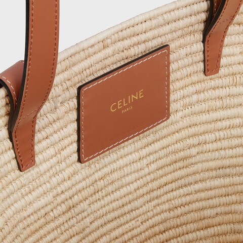 Replicate CELINE CLASSIC PANIER SMALL BRAIDED TRIOMPHE IN RAFFIA AND CALFSKIN(1:1 replica)